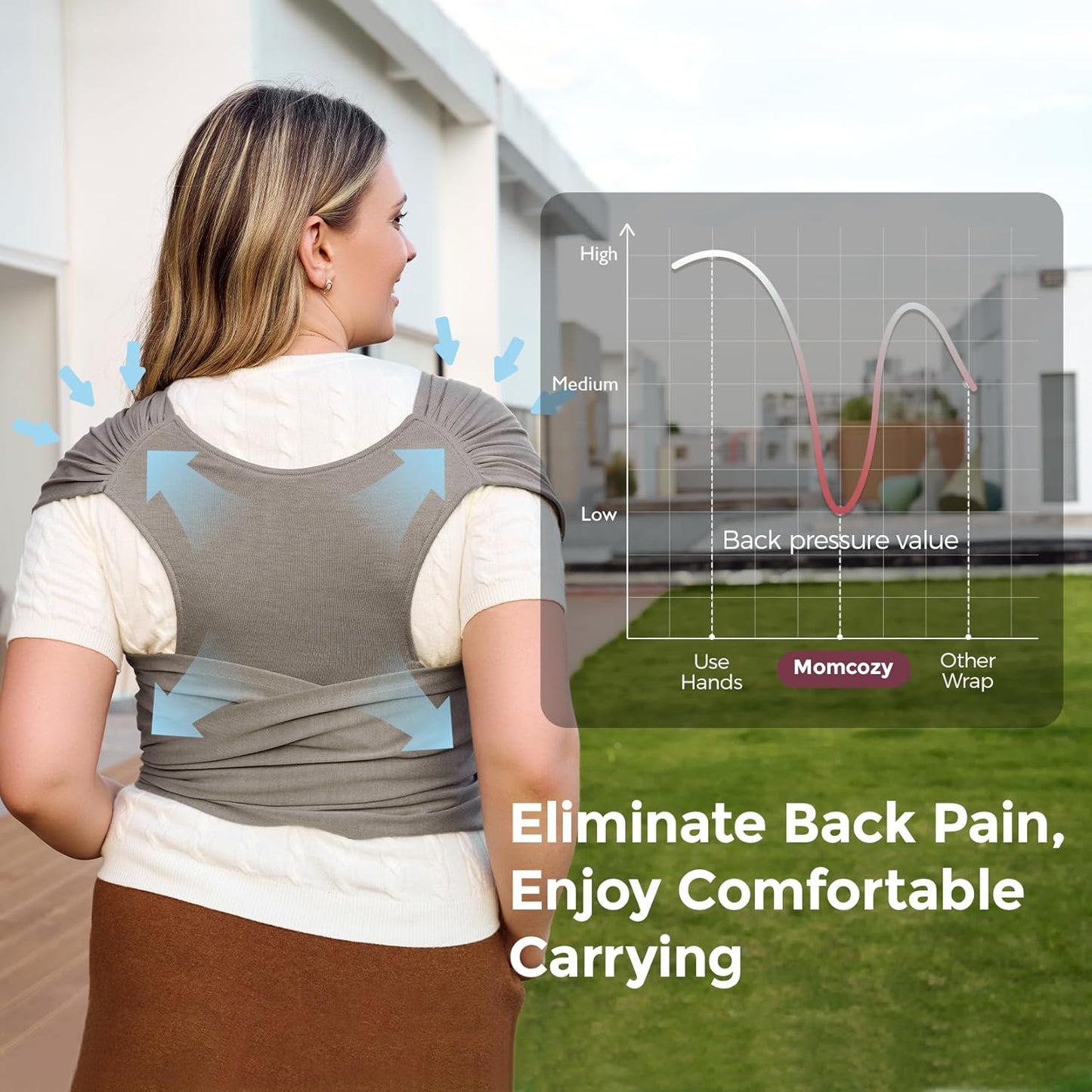 Momcozy Baby Wrap Carrier - Easy to Wear Infant Carrier Slings, Lightweight Hands Free Baby Sling, Adjustable Baby Carriers for Newborn to Toddler 8-35 lbs, Baby Wraps Carrier, Brown