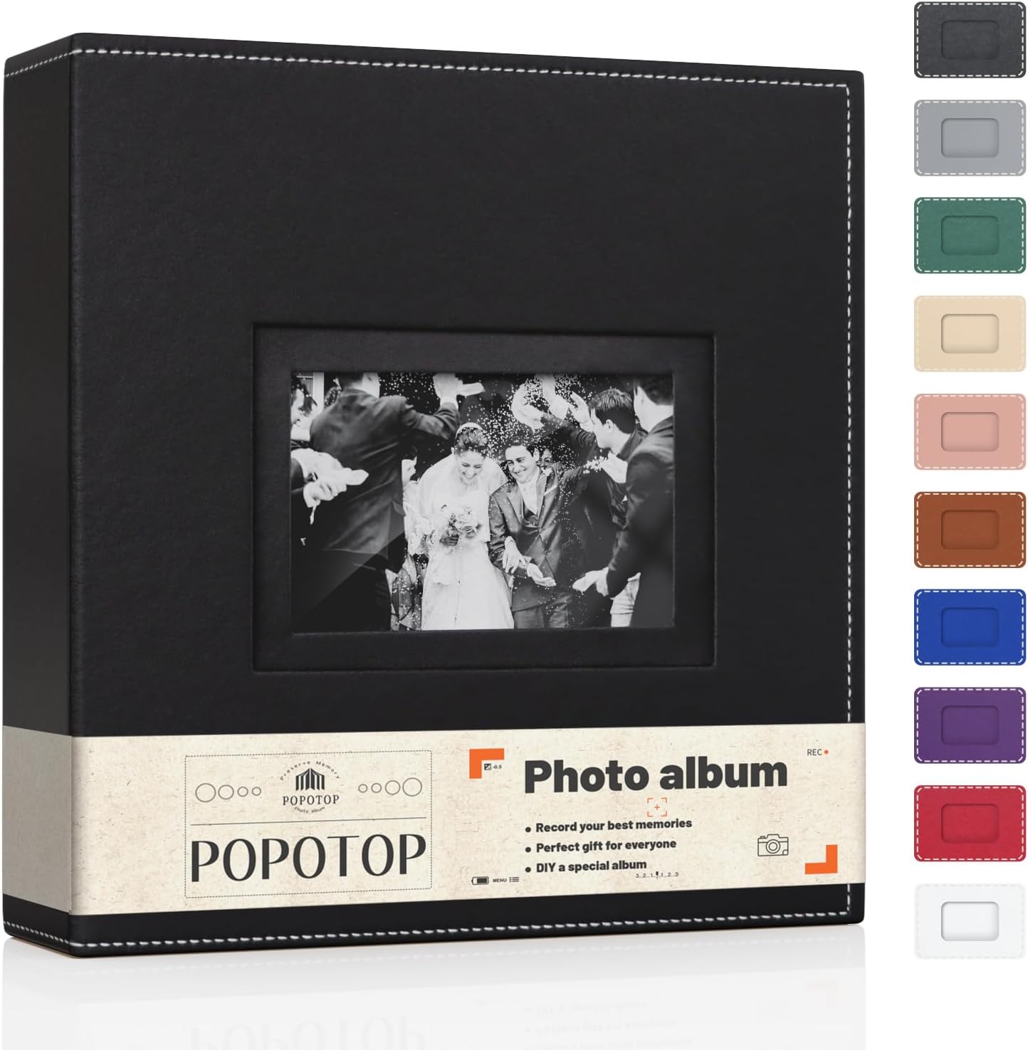 Popotop Photo Album 4x6 300 Pockets with Leather Hardcover Cover, Small Photo Album Holder Book with 50Pcs Pages for Family Travel Wedding Baby Gifts