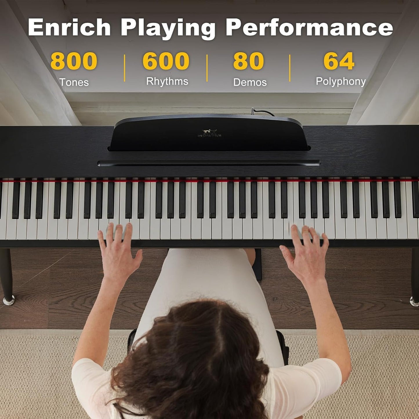 MUSTAR 88 Key Piano Keyboard for Beginners, Semi Weighted Electric Piano Keyboard 88 Keys, Portable Digital Piano 88 Key Weighted with 3-Pedal Unit, Built-In Speakers, USB/MIDI Connecting (Black)