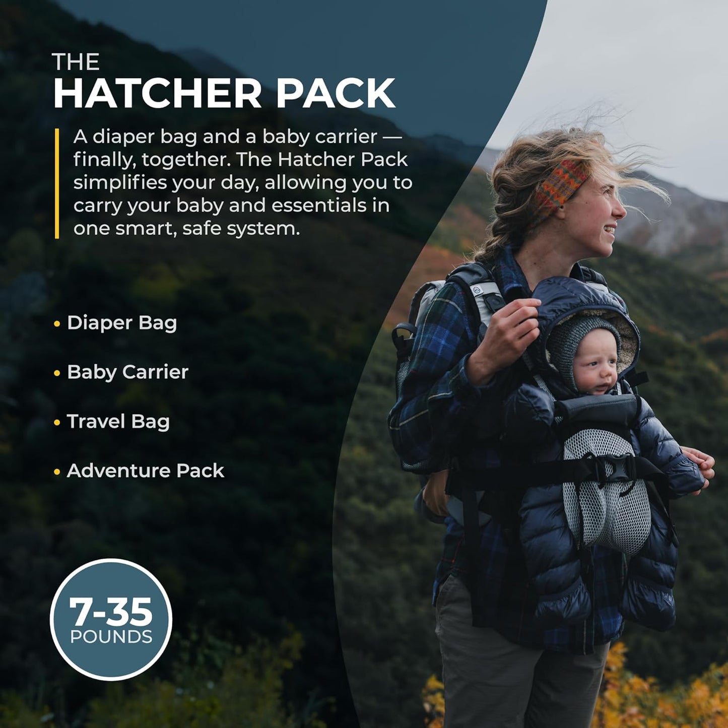 Baby Carrier and 40L Diaper Bag – Hip Healthy Certified Baby Carrier for Newborn to Toddler, Great for Hiking and Everyday Use - Lightweight, Machine Washable, TSA-Ready