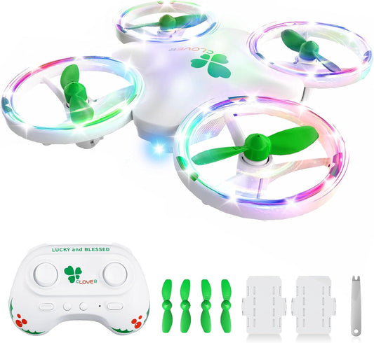 Clover Mini Drone for Kids – Beginner-Friendly LED Quadcopter with Dual Modular Batteries, Easy to Fly, Altitude Hold, One-Key Takeoff, 360 Flips – Gift for Boys & Girls Age 6+