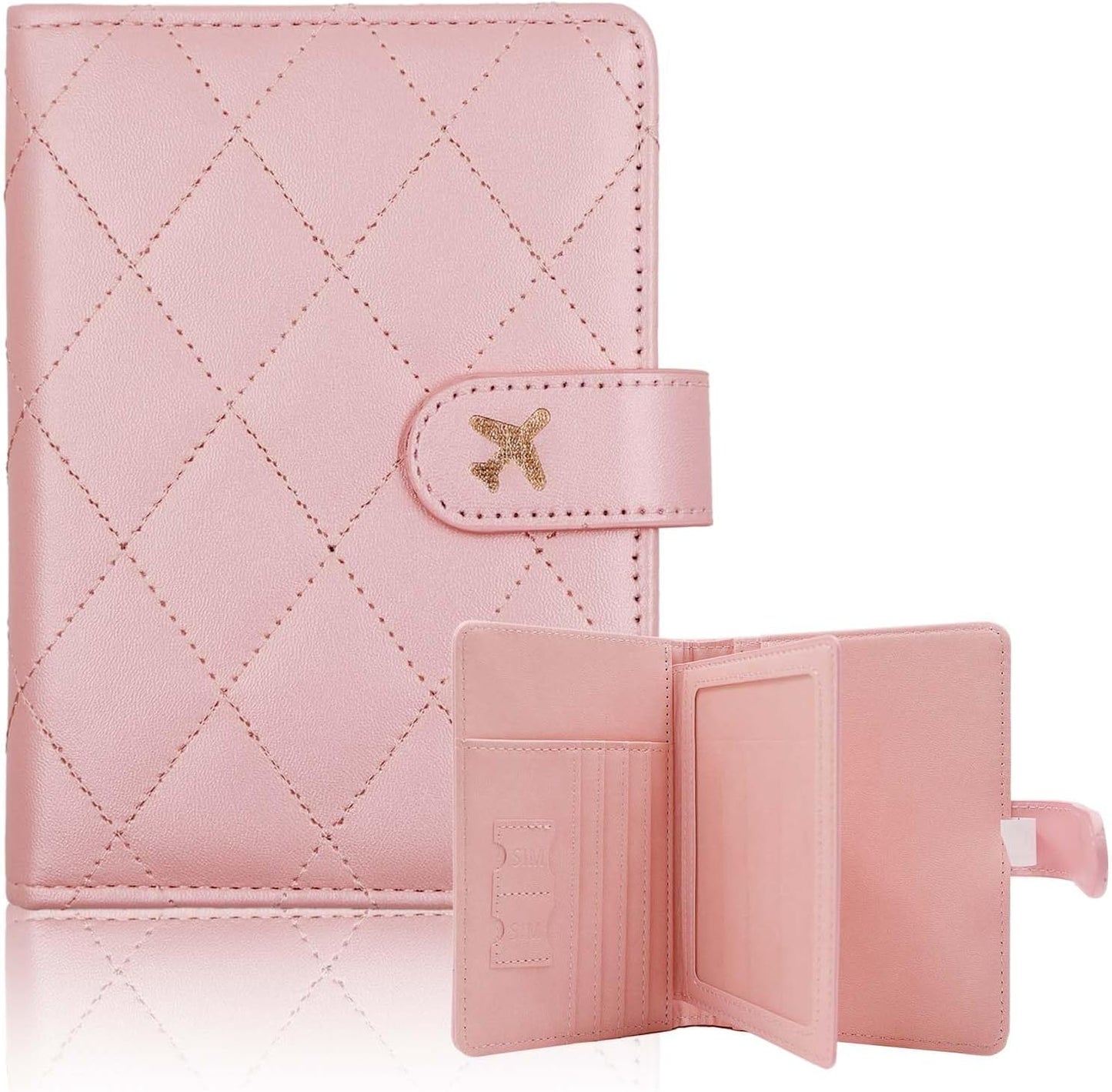 Melsbrinna Rfid Passport Holder for Travel women/Men, Cute Passport Wallet Rfid Blocking Card Slots, Rfid Passport Cover/CaseTravel Wallet, Passport Book Holder (1, LG PINK)