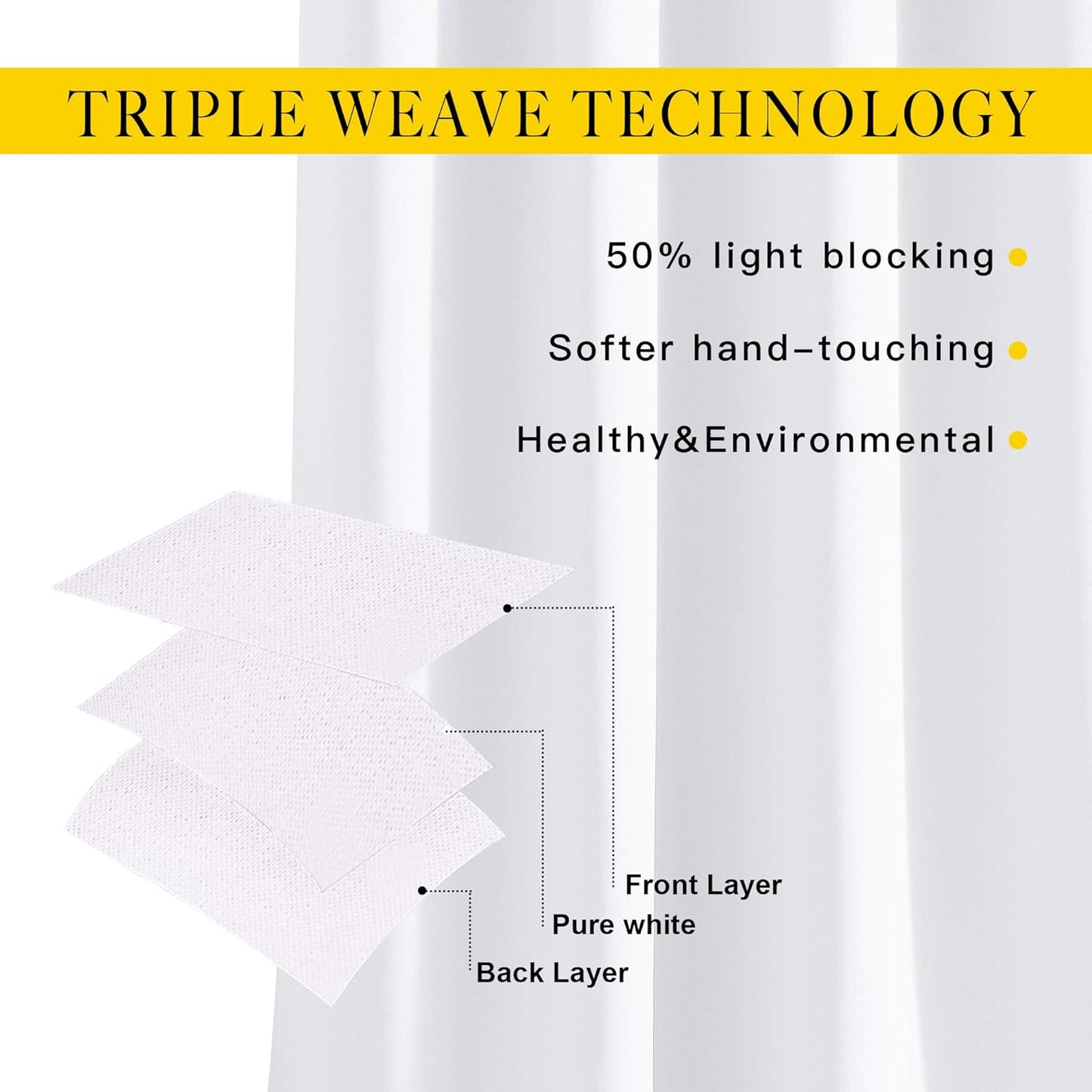 NICETOWN White Room Darkening Curtain Panels - Tripe Weave Thermal Insulated Grommet Room Darkening Window Draperies and Curtains for Bedroom (Set of 2, 46 x 54 inches in White)