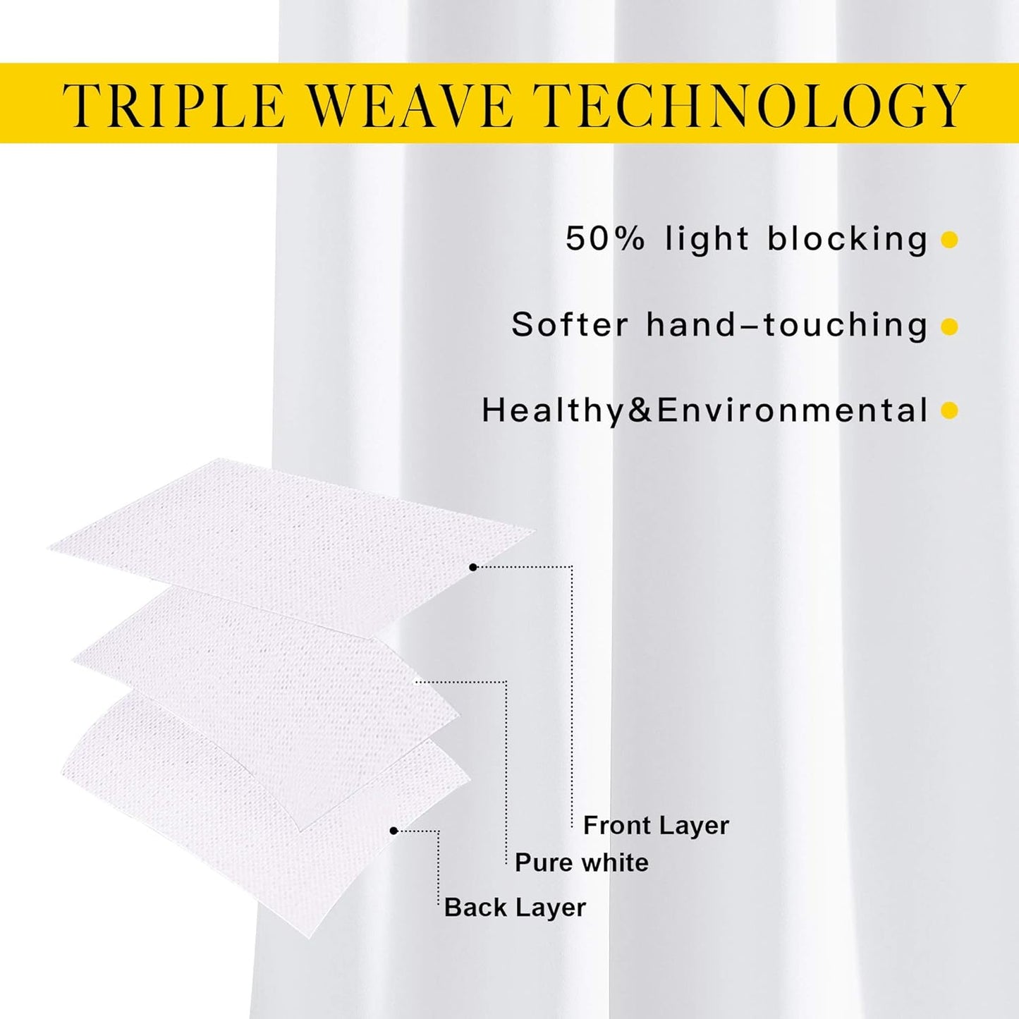 NICETOWN Long White Curtains for Patio - (52 inches Wide x 120 inches Long, 2 Panels) Home Decoration Grommet Top Drapes, White Bedroom Panels