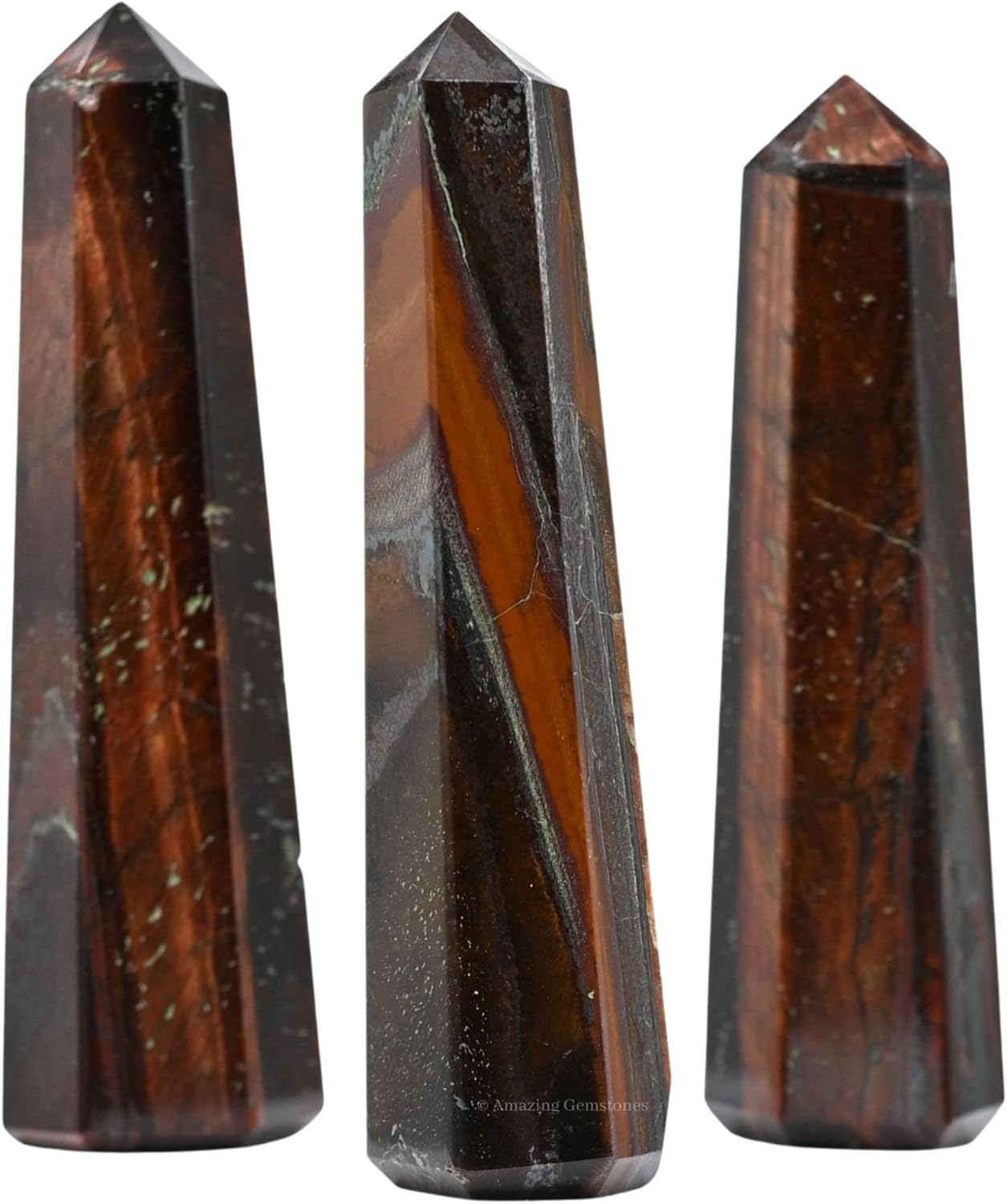 Amazing Gemstone Red Tiger Eye Crystal Towers - Natural Healing Crystal Point Obelisk for Reiki Healing and Crystal Grid (3 Inch)