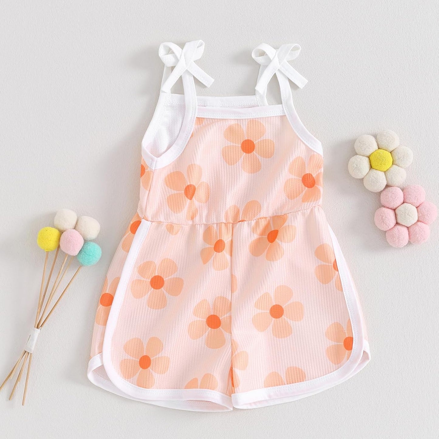 WZTYYDS Toddler Baby Girl Summer Clothes Floral Romper Tie-Up Strap Halter Jumpsuit Infant Summer Sling Playsuit 6M-3T