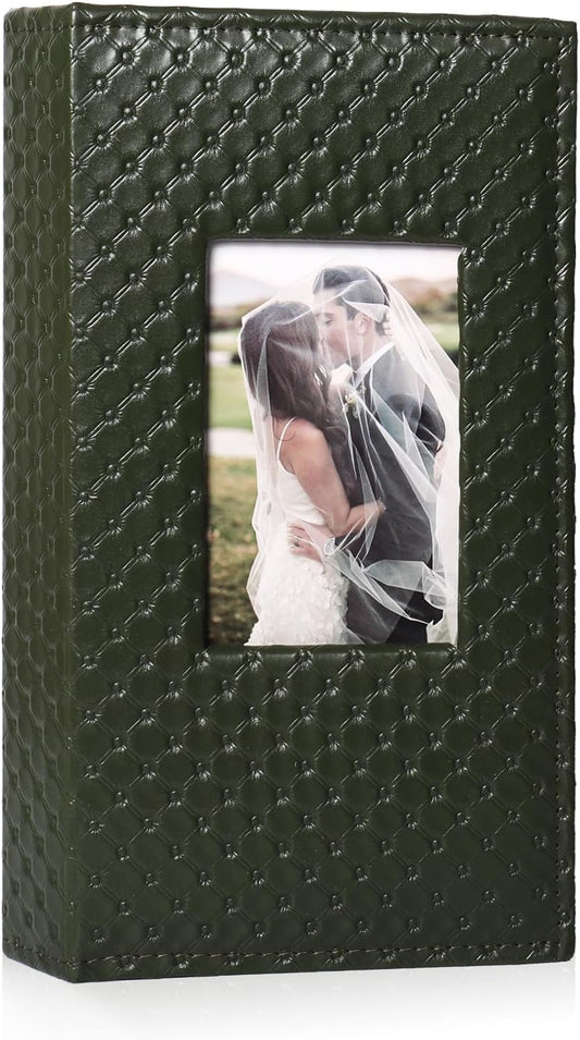 RECUTMS Photo Album for 4x6 300 Photos, 3 Per Pages Photo Picture Album PU Leather Button Grain Cover, Horizontal Photos Record Wedding Family Baby Anniversary Birthday Graduation Travel (Dark Green)