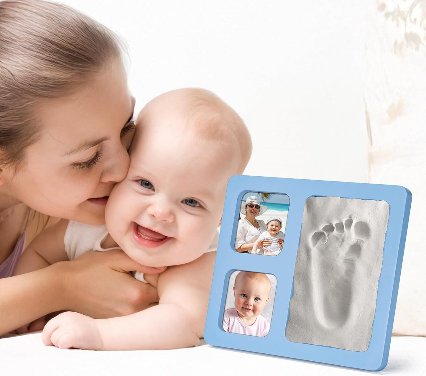 Baby Handprint and Footprint Kit, Blue Babies Keepsake 4x6 Clay Frame, for Record Newborn Footprints, Handprints or Pet Paw Prints