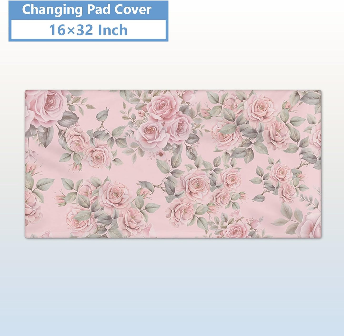 Personalized Floral Animal Crib Bedding Set, 5 Pcs Custom Baby Crib Set with Name, Double Layer Nursery Bedding Set, Soft Baby Bedding Crib Set for Girls, Customized Gift for Toddler Infant