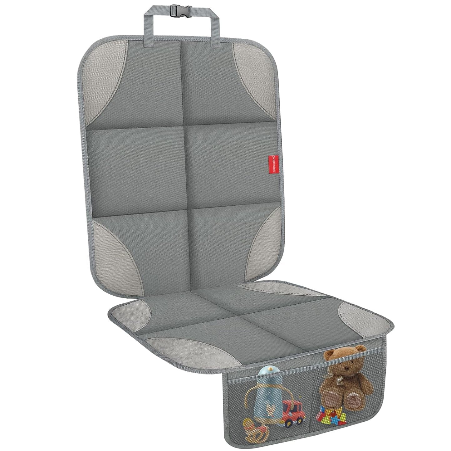 Car Seat Protector for Child Car Seat, Waterproof Durable 600D Fabric Car Seat Cover with Padding, Non-Slip Backing Mesh Pockets for Baby and Pet