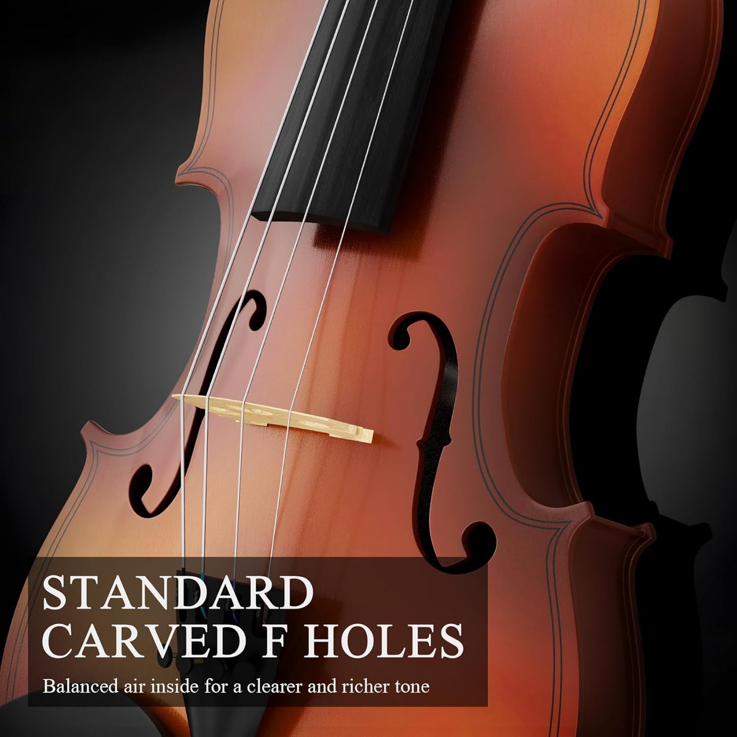 1/8 Beginner Violin Kit, Complete Violin Set with Case, Bow, Rosin, Natural Finish