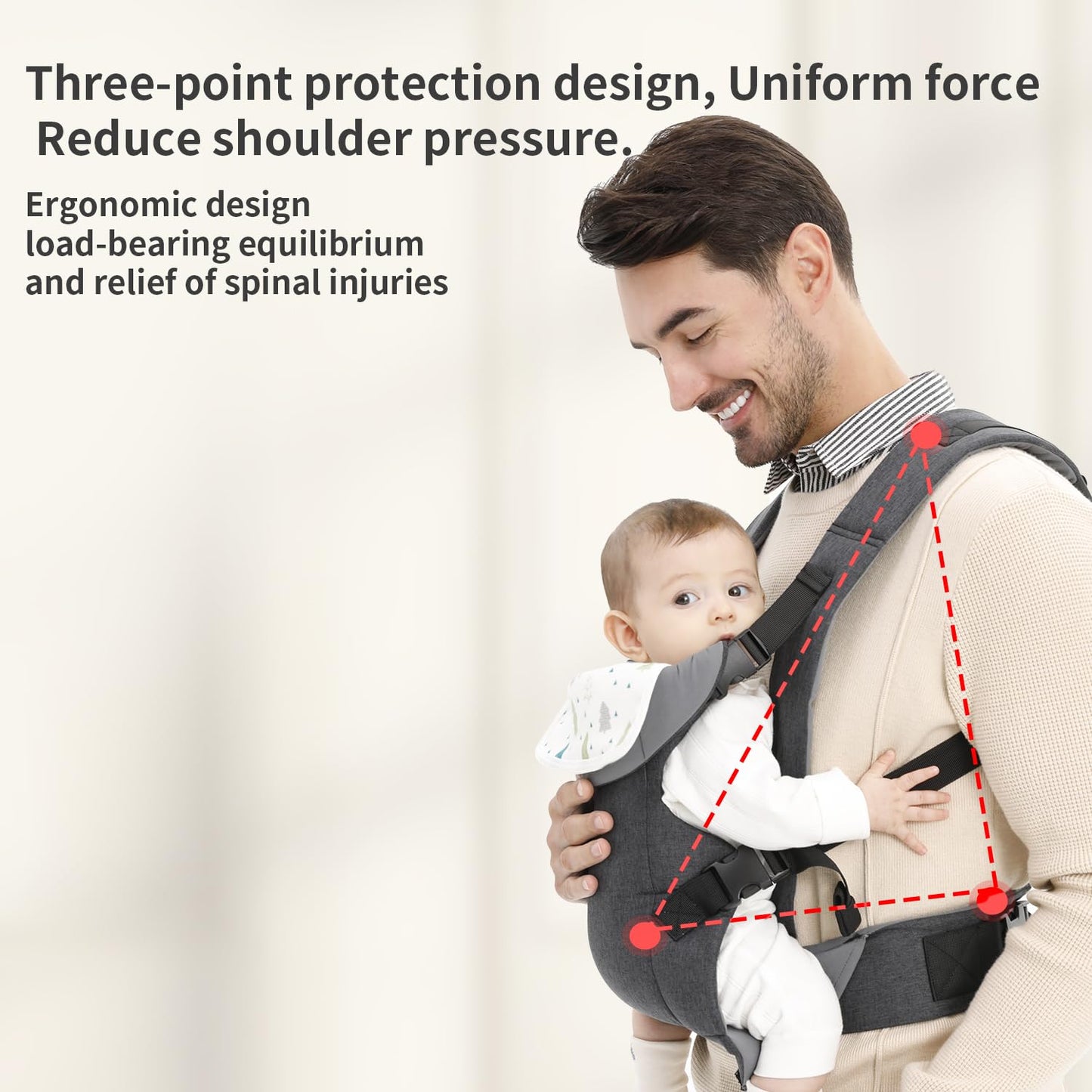 Baby Sling Carrier,4-in-1 Ergonomic Baby Backpack Front Carrier,Newborn to Toddler Wrap Lightweight Adjustable Baby Sling,Grey