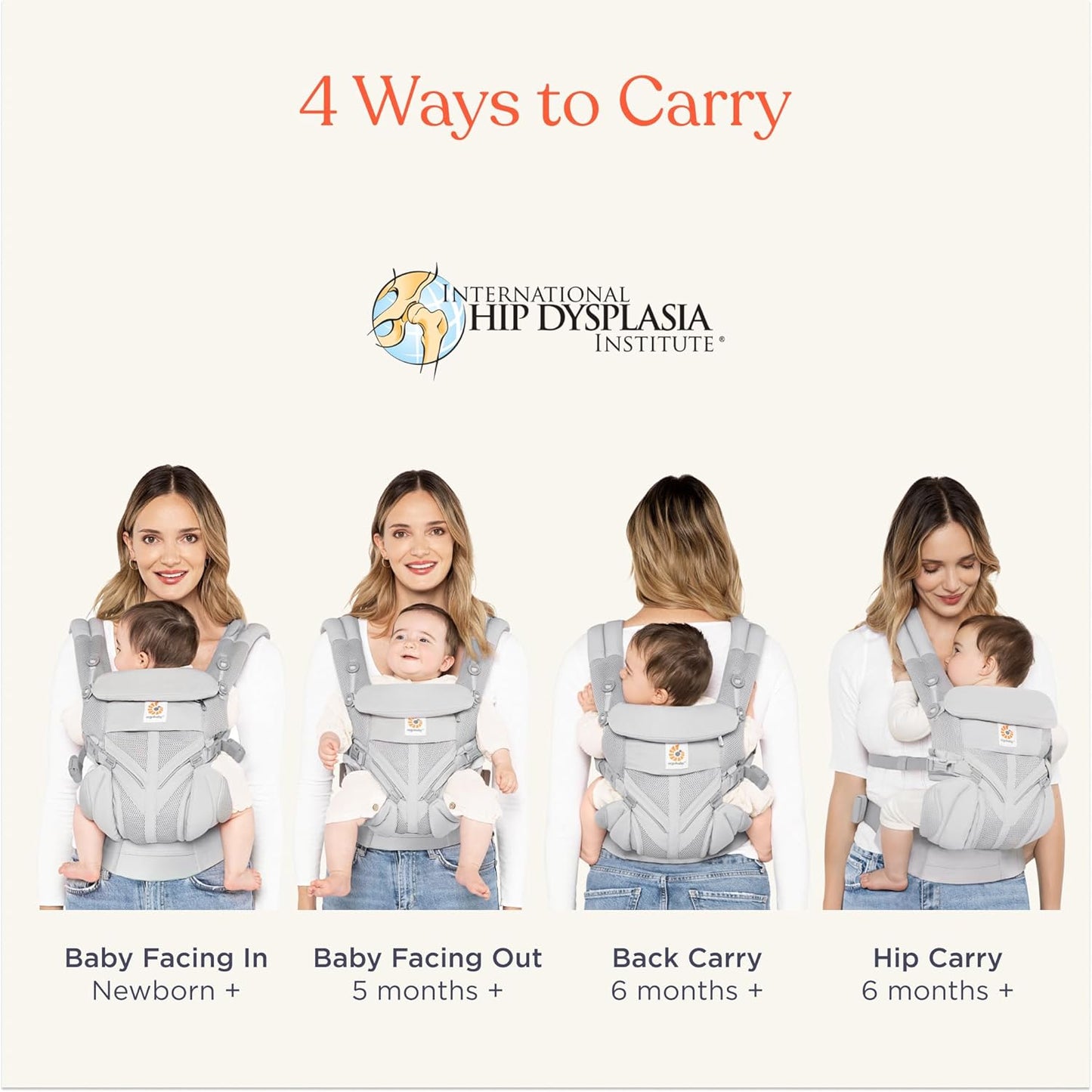 Ergobaby Omni Classic Baby Carrier Newborn to Toddler - Breathable Baby Carriers for Summer - All-Position Carrier with Lumbar Support (7-45 Pounds), Mesh, Onyx Black