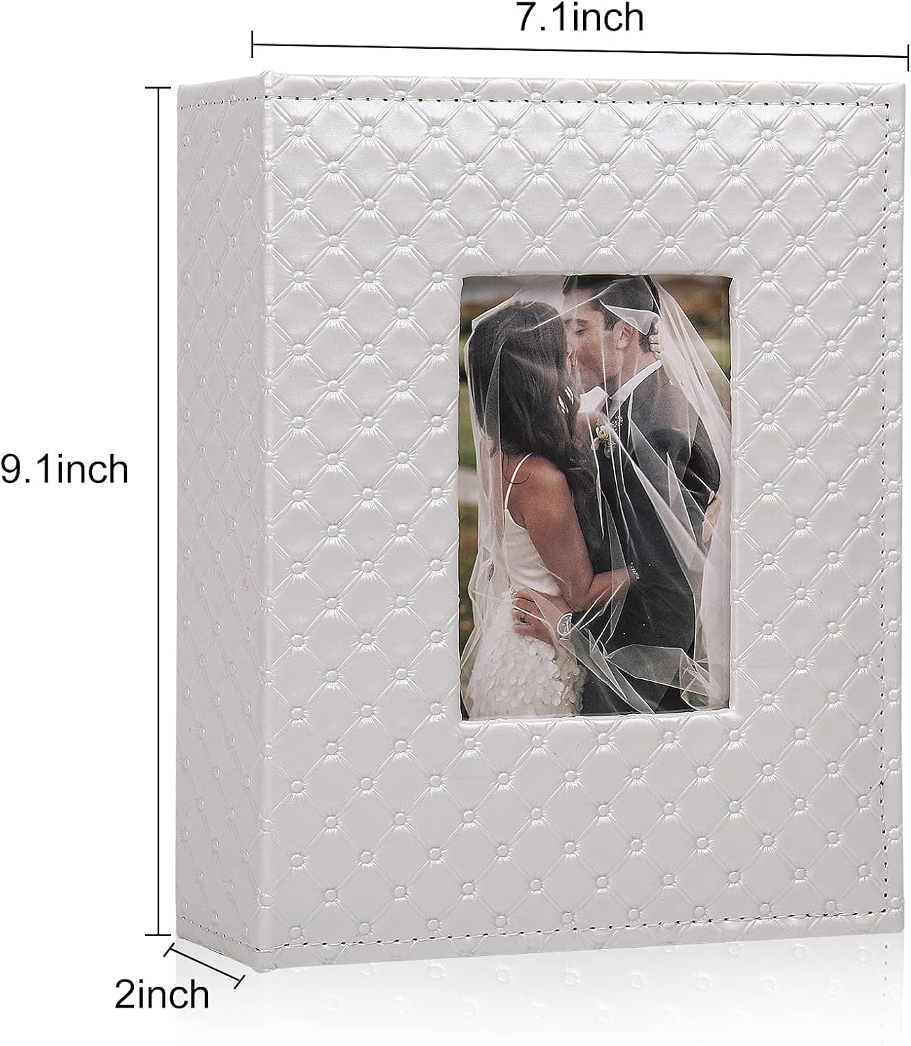 RECUTMS 200 Pocket Photo Album 4x6 Small PU Leather Cover Wedding Family Baby Anniversary Graduation Travel Personalized Photo Book (White)