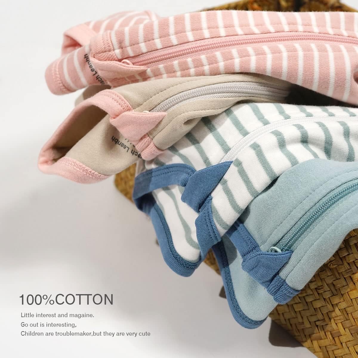 Teach Leanbh Toddler Baby Boys Girls 2-Pack Pajamas Cotton 2 Way Zipper Short Sleeve Footless Romper Sleep and Play