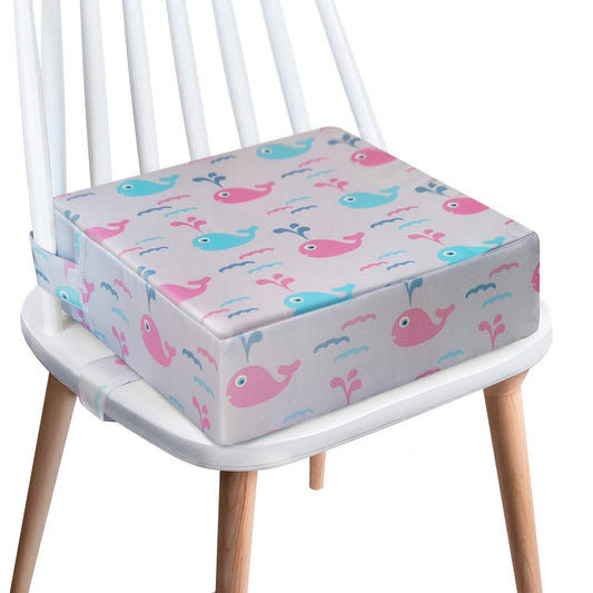 Toddler Booster Seat for Dining Table,4 Inches Washable Double Safer Straps Non-Slip Bottom Booster Seat Dining for Kids, Portable Travel High Density Sponge Detachable Increasing Cushion for Child.