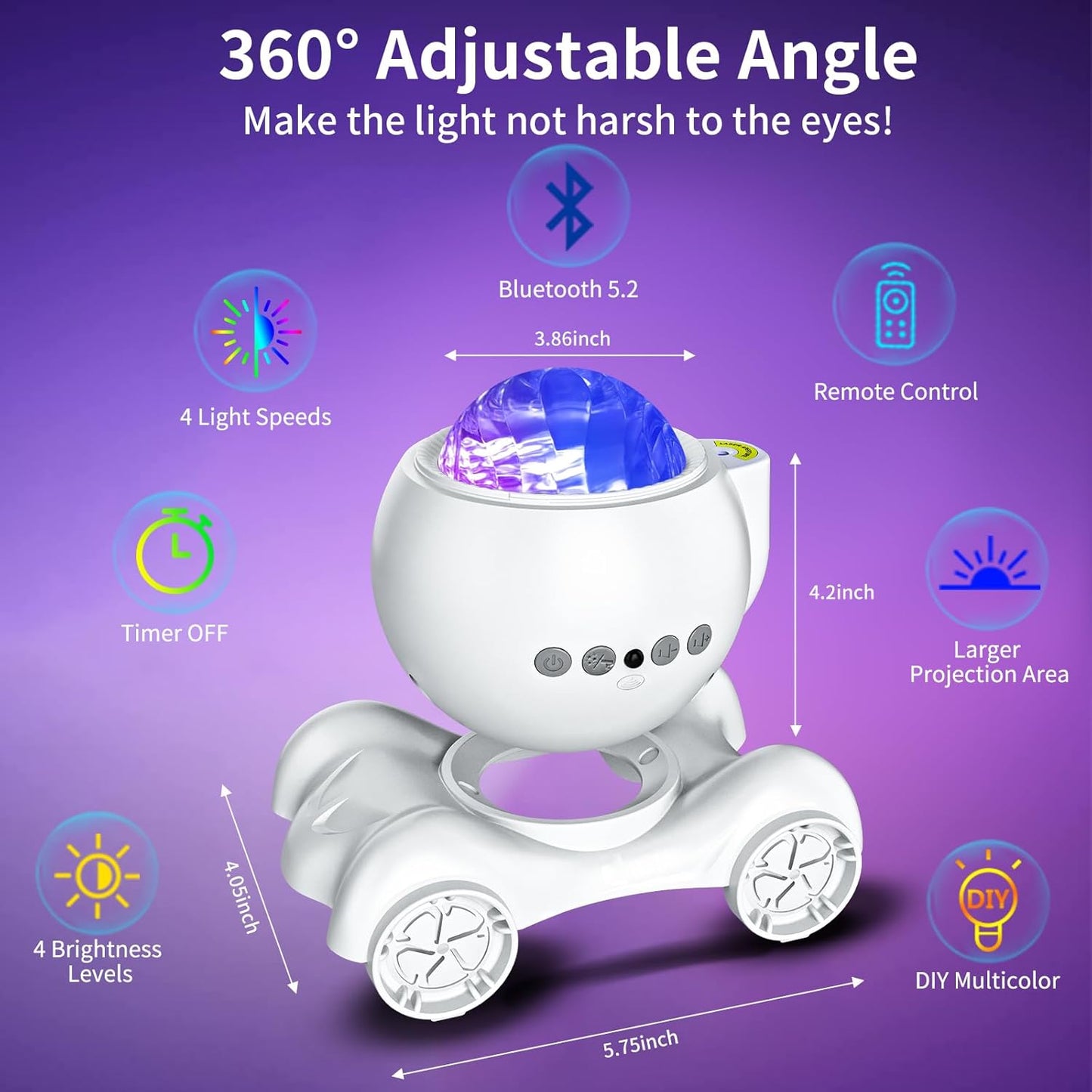 ENOKIK Star Projector, Galaxy Projector Built-in Bluetooth Speaker and 8 White Noise, Night Light for Kids Adults, Aurora Nebula Lamp for Home Decor/Relaxation/Party/Music/Gift (White)