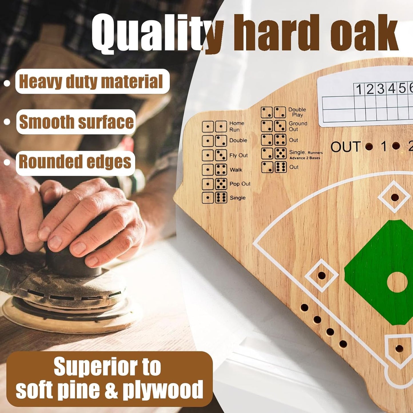 Baseball Board Game, Oak Made Leisure Game for All Ages Sport Wooden Adult Battle Table Game for Family Party Holiday Coffee Travel Time Gameboard (Model Y)