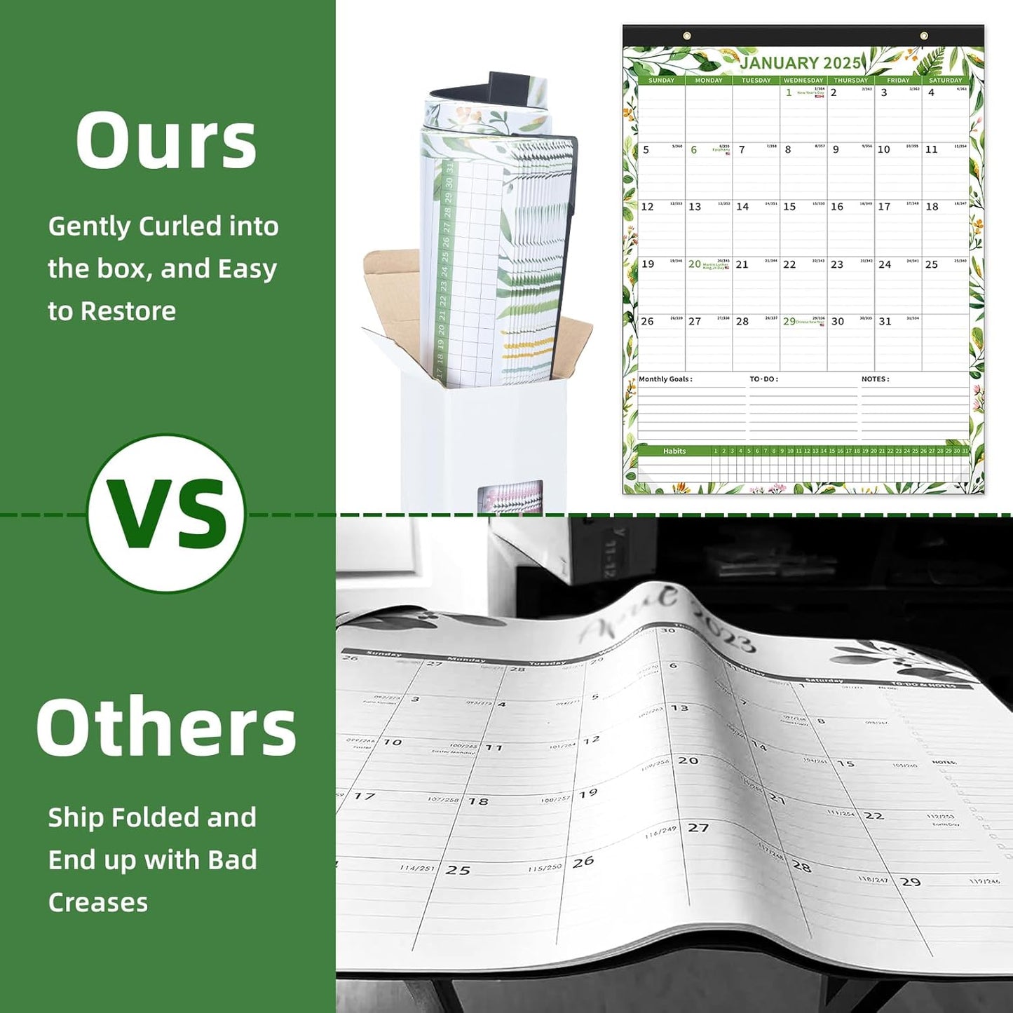 Ospelelf Calendar 2025-2026 Large Wall Calendar 22'' x 17'' Monthly Desk Calendar 18 Month Family Calendar, Use Jan 2025 - June 2026