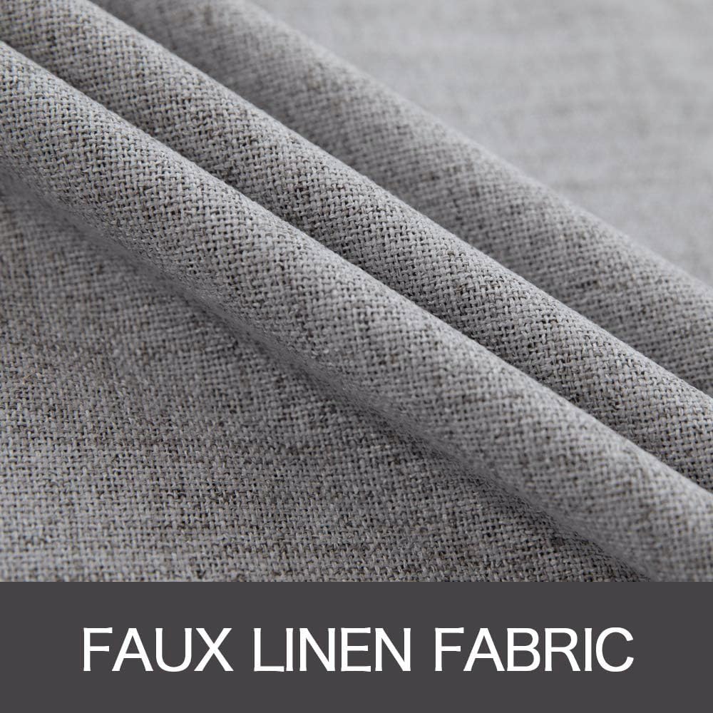 MIULEE Linen Texture Curtains for Bedroom Solid 100% Blackout Thermal Insulated Grey Curtains Grommet Room Darkening Drapes Luxury Decor for Living Room Nursery 52x54 Inch (2 Panels)
