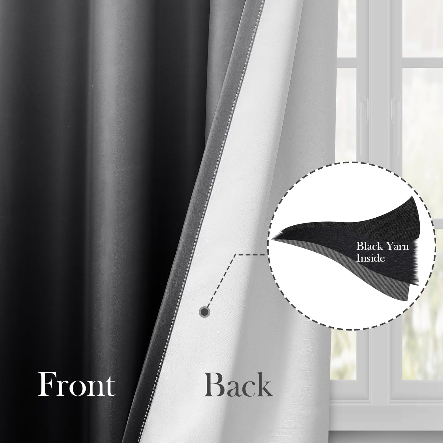 HOMEIDEAS Black Ombre Blackout Curtains 52 X 63 Inch Length Gradient Room Darkening Thermal Insulated Energy Saving Grommet 2 Panels Window Drapes for Living Room, Bedroom