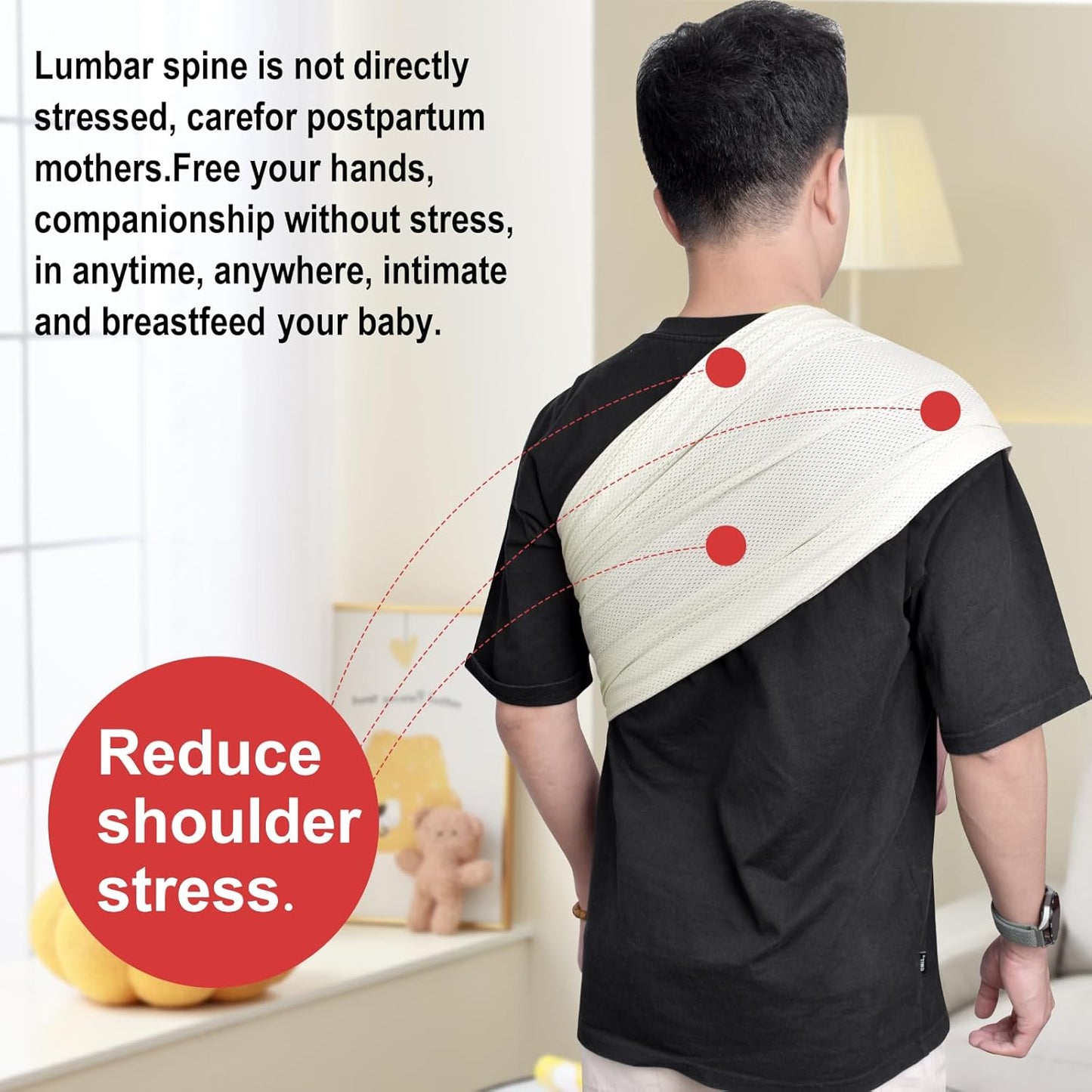 Water Ring Sling Baby Carrier, Adjustable Lightweight Breathable Newborn Carrier Sling for Summer, Swimming, Pool, Beach, Front Chest Mesh Infant Wrap Carrier for Baby Gift （ Beige