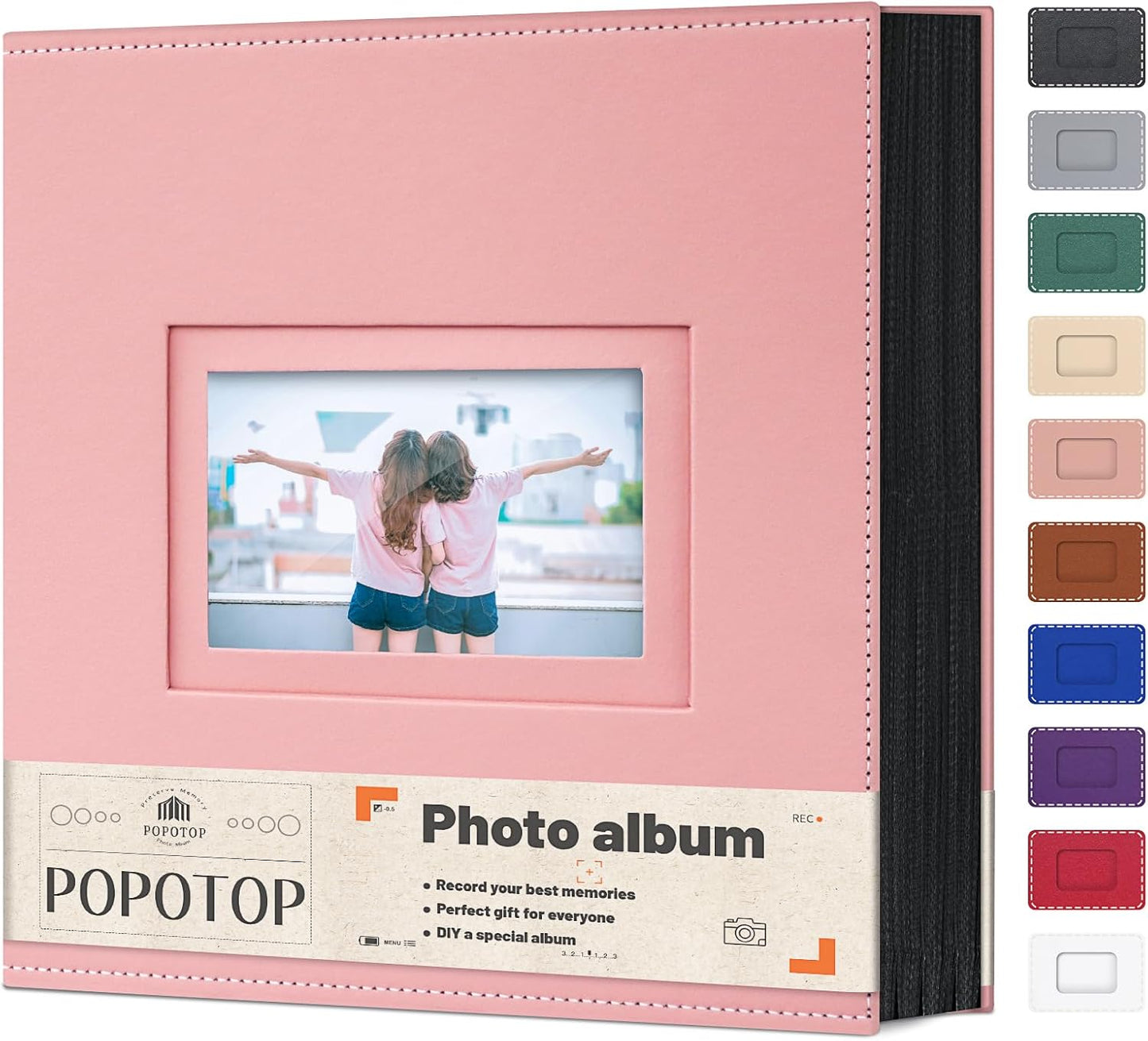 Popotop Photo Album 4x6 800 Pockets with Leather Hardcover Cover, Large Photo Album Binder Book with 80Pcs Pages for Family Travel Wedding Baby Gifts