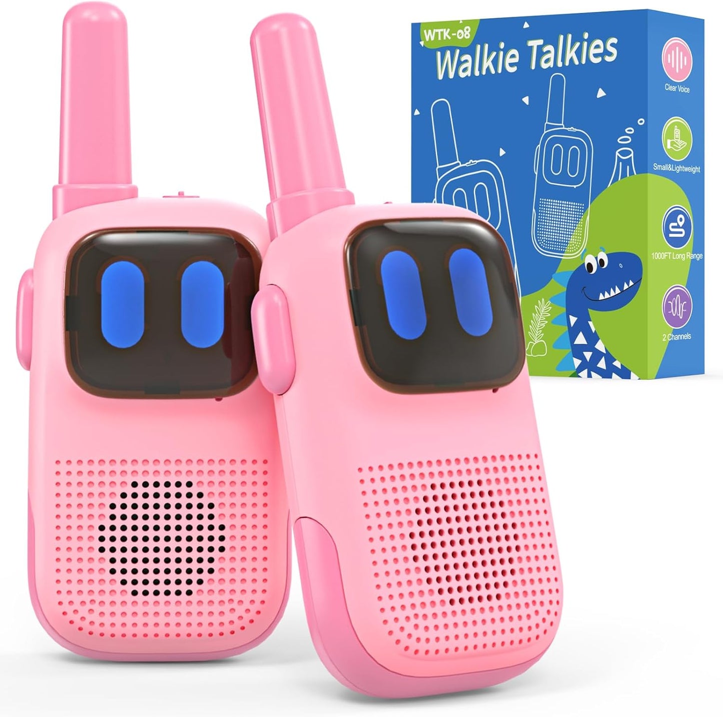 Toys for 3-12 Year Old Boys Girls, Walkie Talkies for Kids 2 Channels 2 Way Radio Toy…, Pink, WTK08