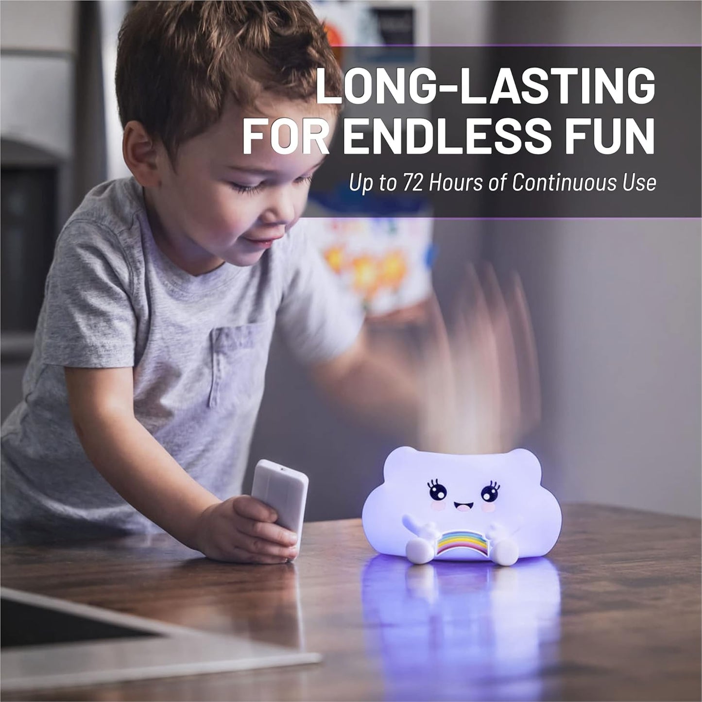 Lumipets Remote Control Silicone Night Light for Kids - Cloud Design with 9 Soft Colors & Sleep Timer - Rechargeable, Battery-Operated Lamp for Bedroom | Baby Nursery, Toddler, Girls, Boys