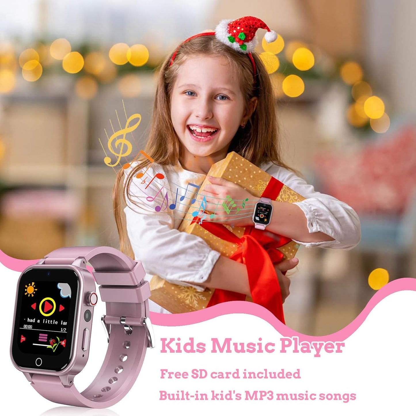 Goodatech Smart Watch for Kids 4-12 Years Boys Girls, 26 Puzzle Games,HD Camera,Video Music Player,Pedometer,Flashlight,Calendar,Alarm Clock,Aluminum Case,Sport Band (Pink)