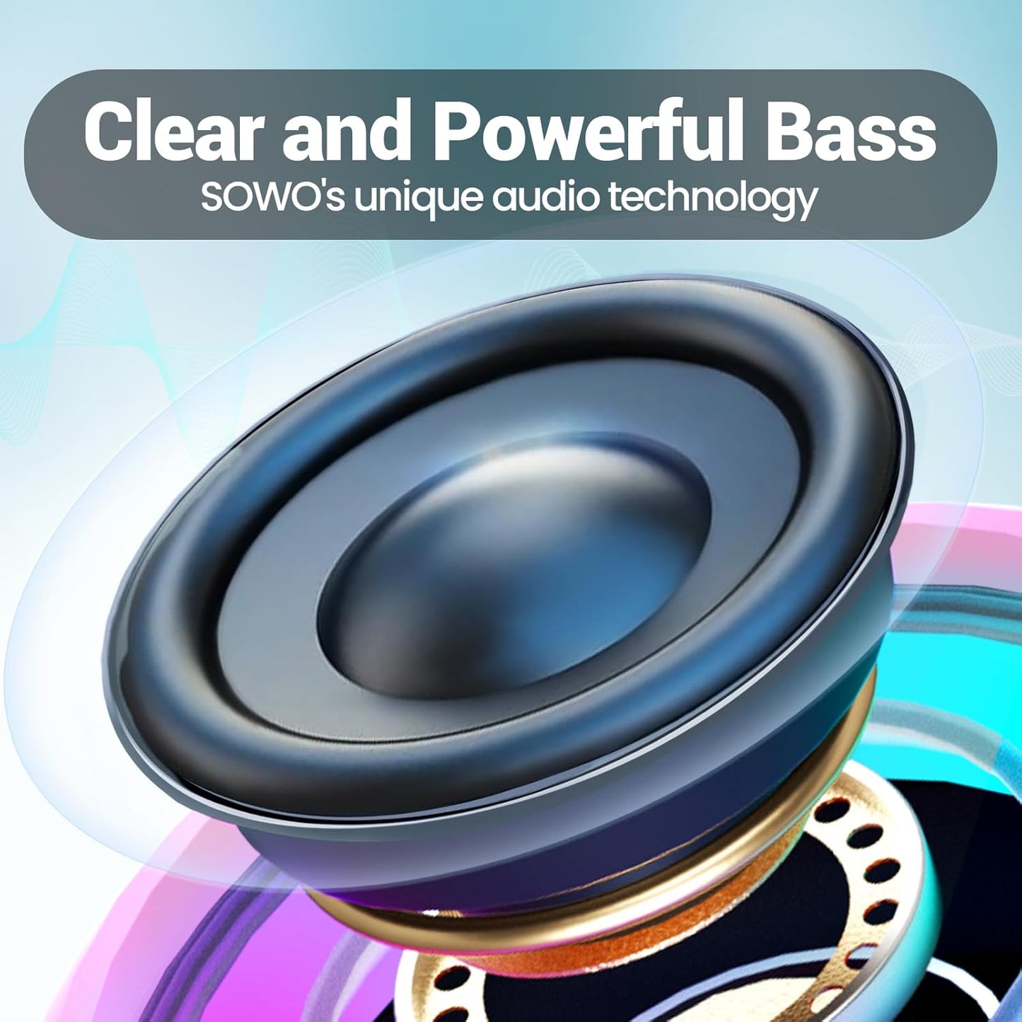 SOWO Small Waterproof Speaker Bluetooth Portable Wireless - Clip Speaker for Shower - Powerful Bass and Louder Volume - Colorful Lights and Lightweight for Travel,Kitchen,Pool - Pink