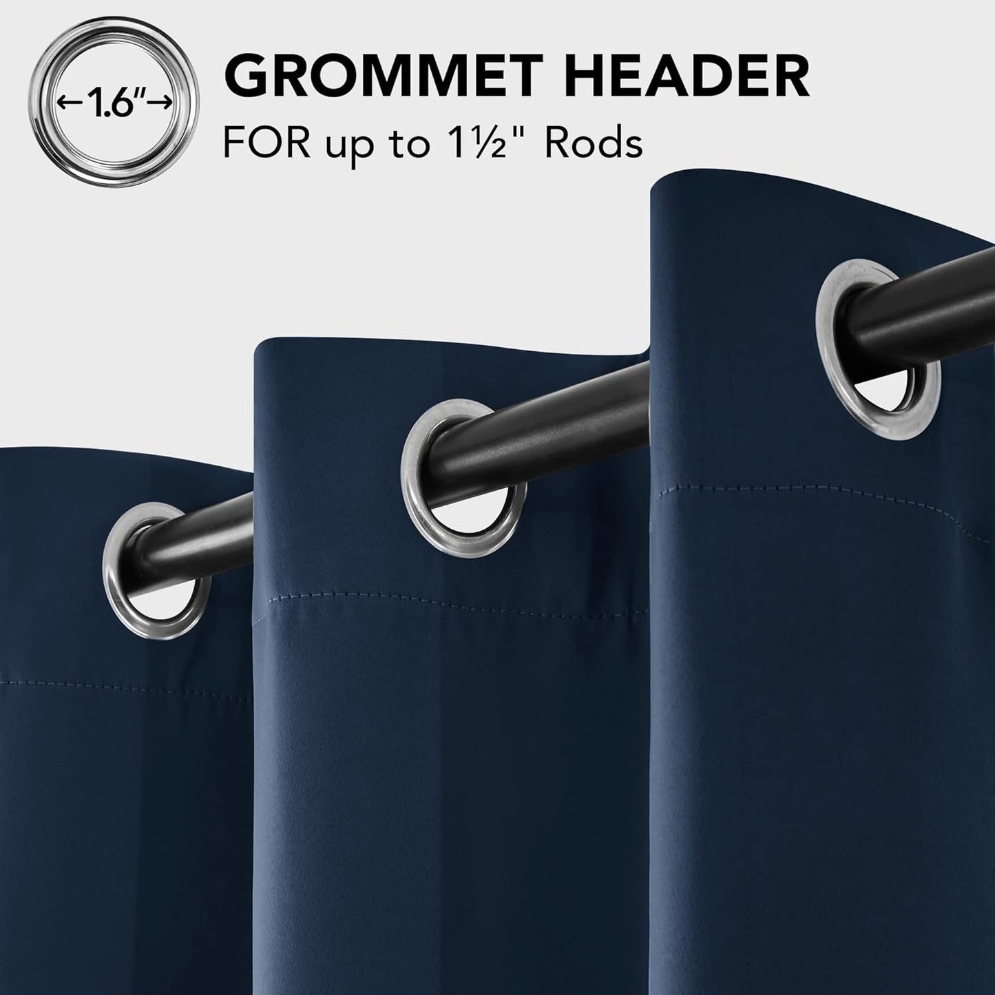 Deconovo Room Darkening Curtains with Grommets Blackout Thermal Insulated Noise Reducing Pair of Shades for Adults Bedroom Kids Baby Girl Boy Nursery Hall, Set of 2, Each Panel 42x95 in, Navy Blue