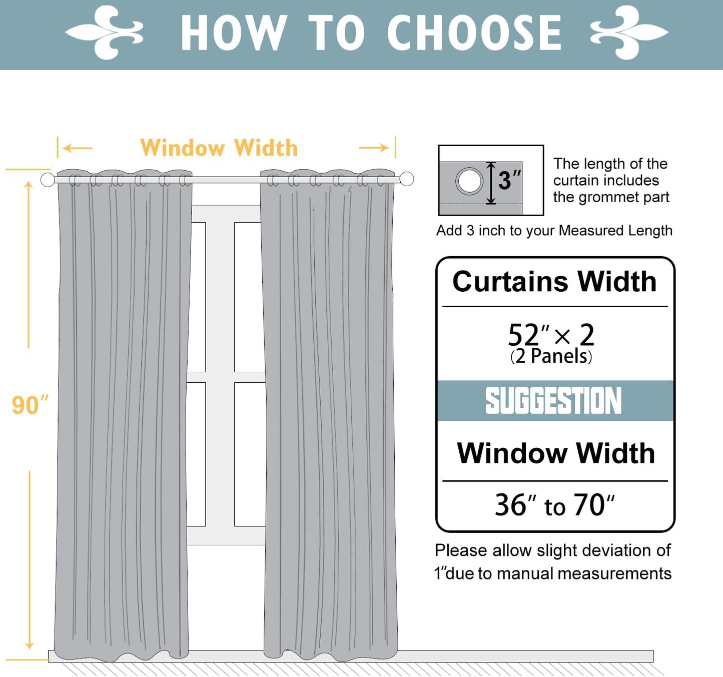 ChrisDowa 100% Blackout Curtains 90 inch Long for Bedroom with Black Liner, 2 Thick Layers Total Blackout Thermal Insulated Grommet Window Curtains 2 Panels Set (Aqua, 52 x 90 Inch)