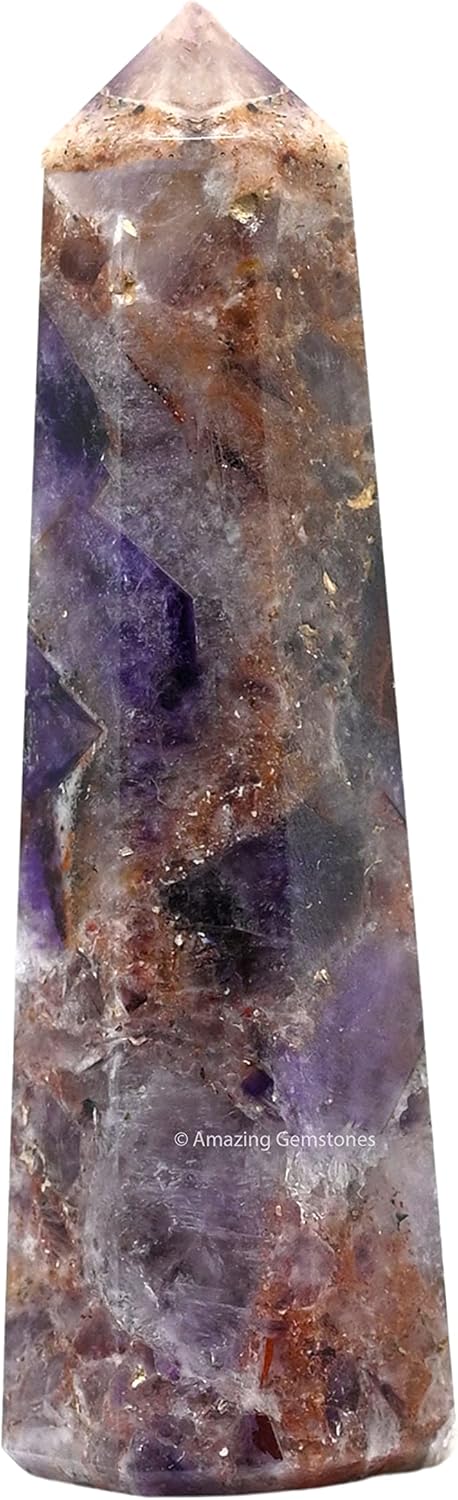 Amazing Gemstone Amethyst Chevron Crystal Towers ~ Natural Healing Crystal Point Obelisk for Reiki Healing and Crystal Grid (2" to 3" Inch)