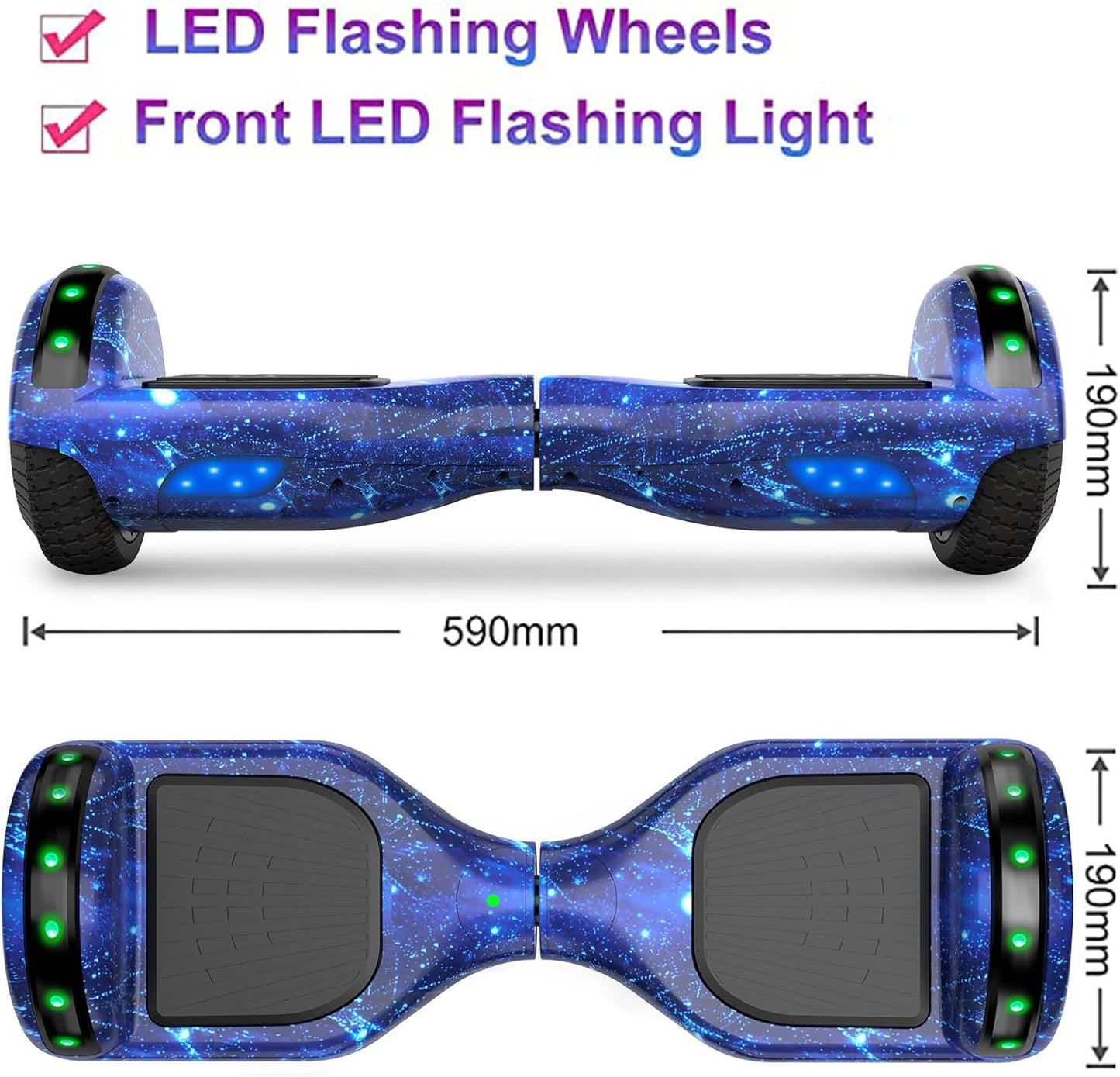 SISIGAD Scooters for Kids Ages 6-12, with Built-in Bluetooth Speaker and 6.5" Colorful Lights Wheels, Safety Certified Self Balancing Scooter Gift for Kids