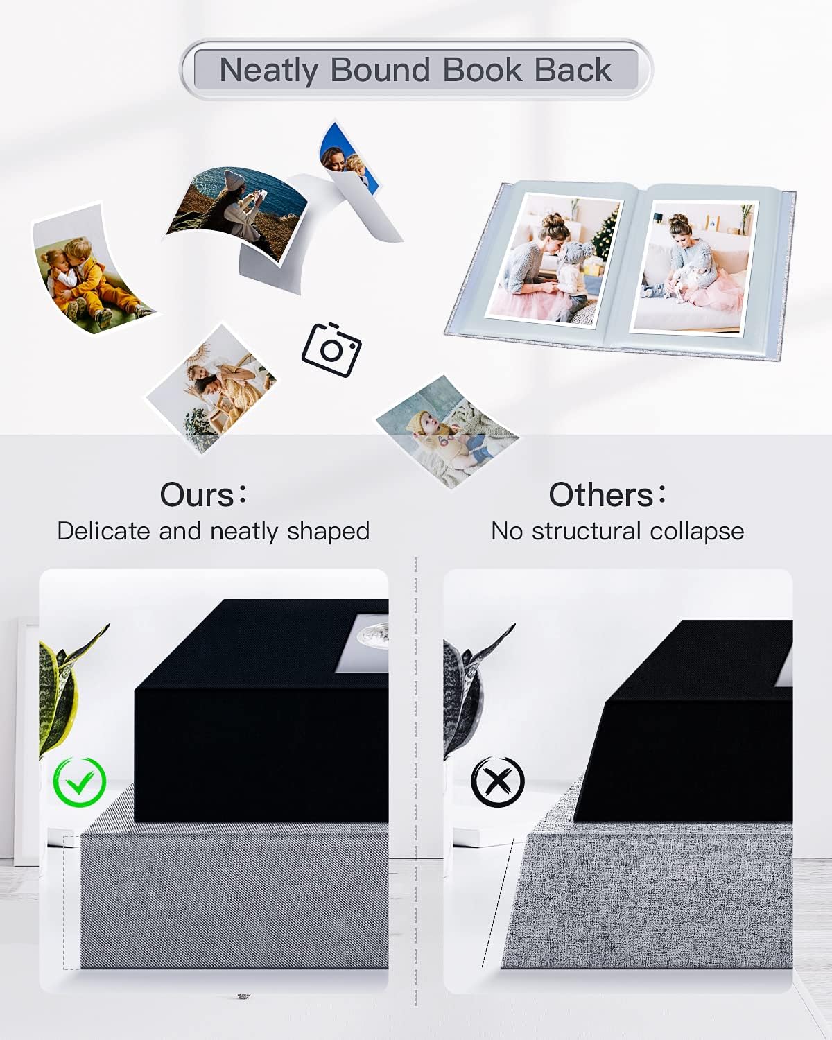 popotop Photo Album 4x6-100 Photos Photo Books with 100 Vertical Pockets,Linen Cover Albums for Family Wedding Anniversary Baby Vacation Pictures