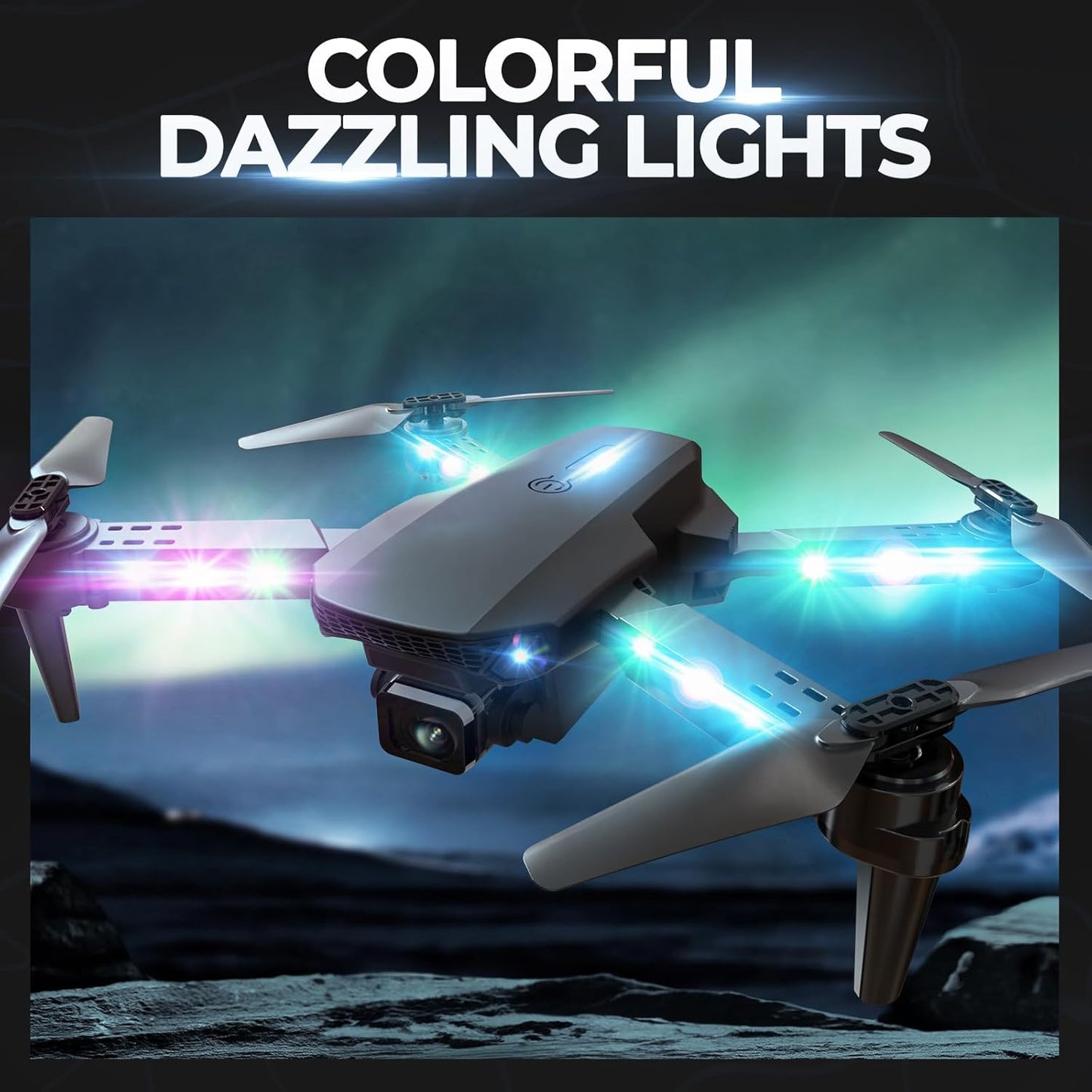 Drone with Camera 1080P HD, Foldable Mini FPV Drones with LED Lights for Adults Kids and Beginners, Toys Gifts RC Quadcopter with One Key Take Off, 3D Flips for Boys Girls with 2 Batteries, Black