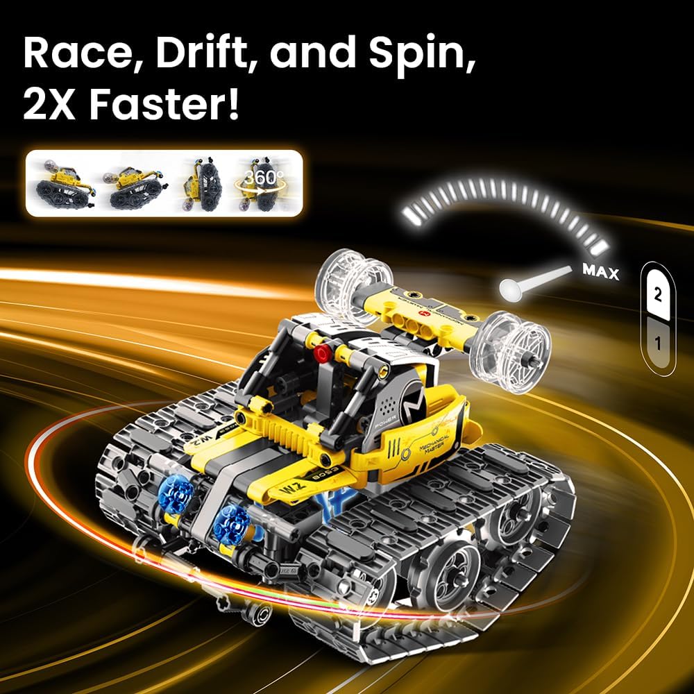 Sillbird Robot Building Kit with Remote Control Gifts for Kids Boys Ages 8-13, Coding STEM Robotic Technic Racer Car Toys for Birthday, Build 6in1 Model with 631 Pieces