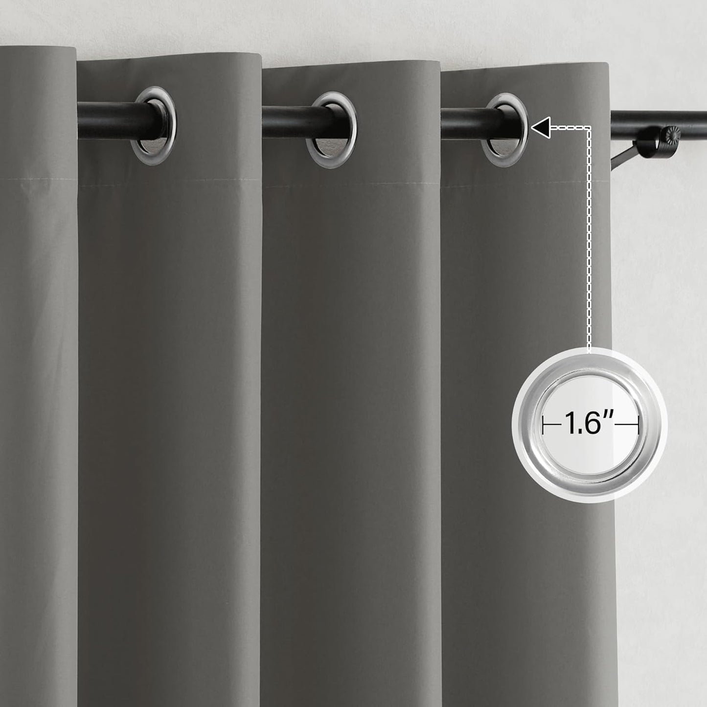 NICETOWN 100% Blackout Curtains 63 inch Length, Grommet Portable Curtains Thermal Insulated Lightweight Window Treatments Privacy for Travel/Bedroom, Dark Grey, W52 x L63, 2 Panels