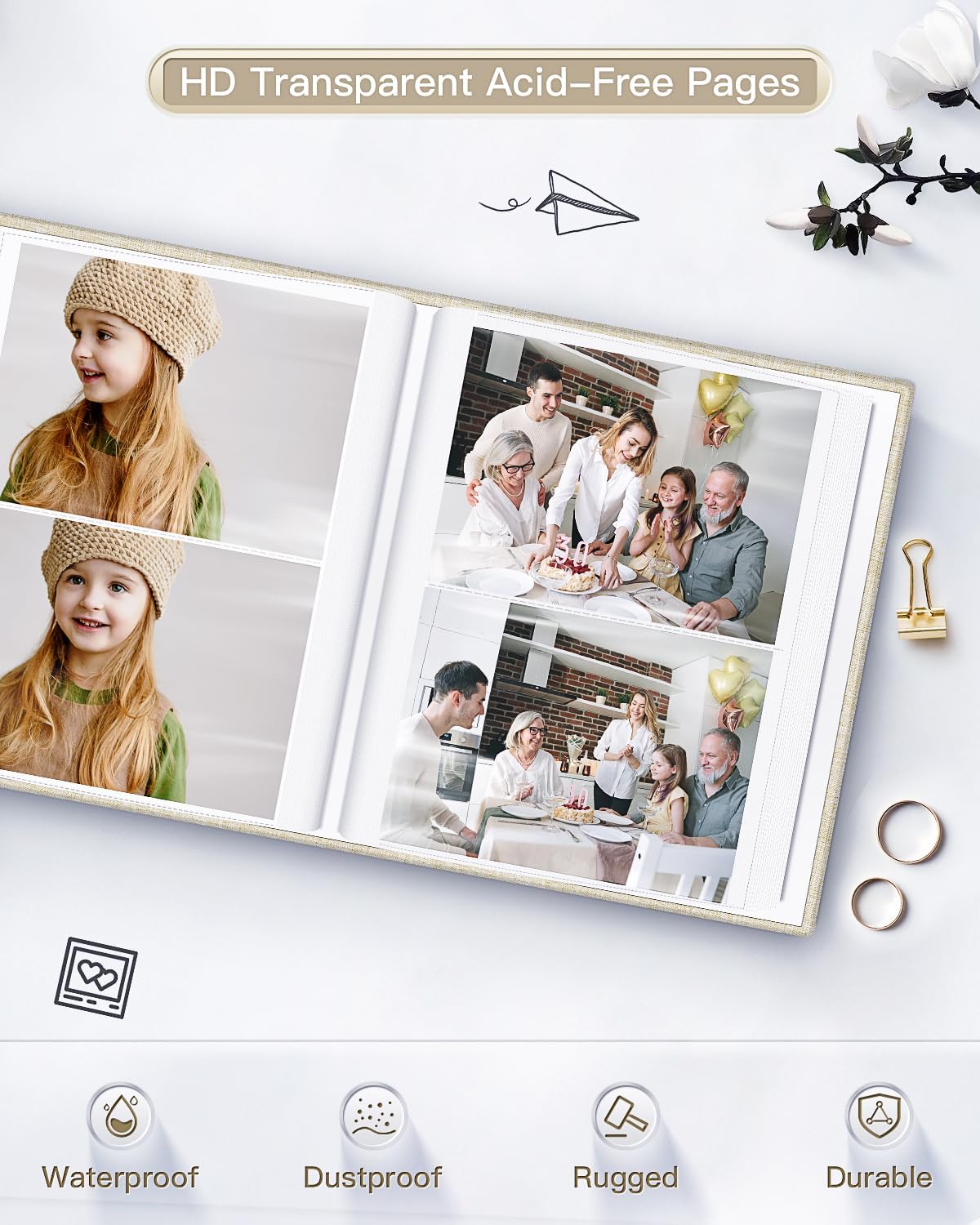 popotop Photo Album 4x6-200 Photos Photo Books with 200 Horizontal Pockets,Linen Cover Albums for Family Wedding Anniversary Baby Vacation Pictures