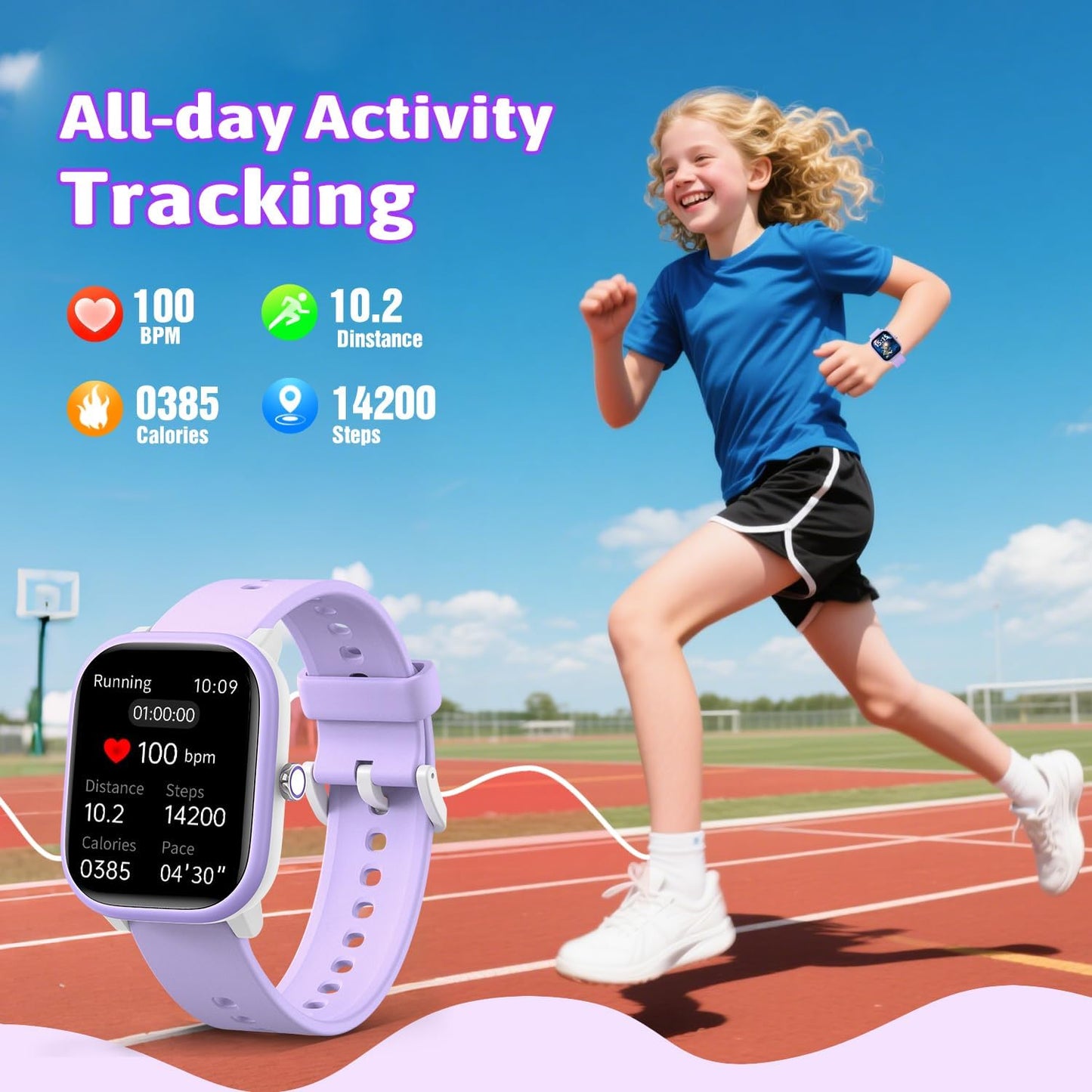 Smart Watch for Kids Girls Boys No APP/Phone Needed, 1.8" IP68 Waterproof Sport Kids Watch Pedometer, Heart Rate, Sleep Monitor, Step Counter, 12 Puzzle Games for Girls Boys Teens 6-16
