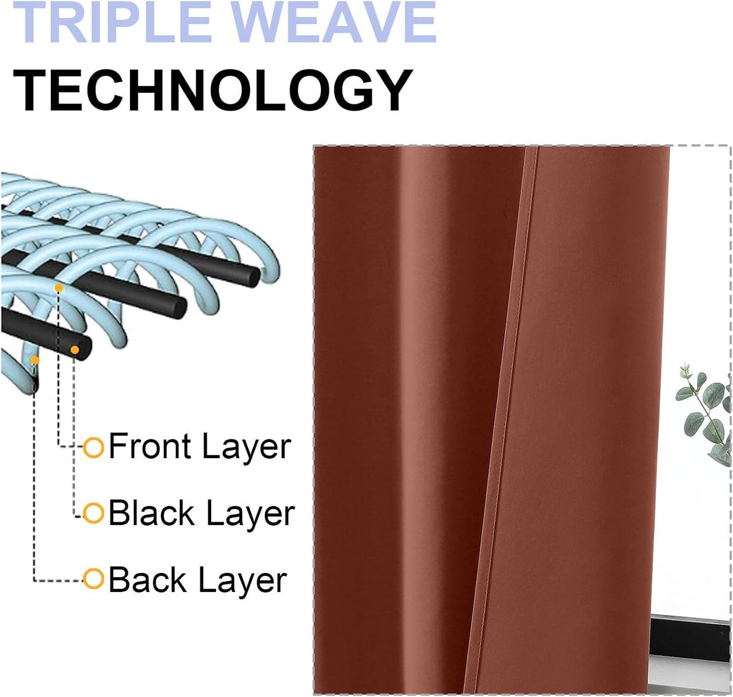 Simplebrand Ava Terracotta Short 36 Inches Blackout Curtain 2 Panels Set, Half Window Rod Pocket Privacy Curtain Tiers for Kitchen, Curtains Blackout for Bathroom Shades, W40 x L36 Inch, Terracotta