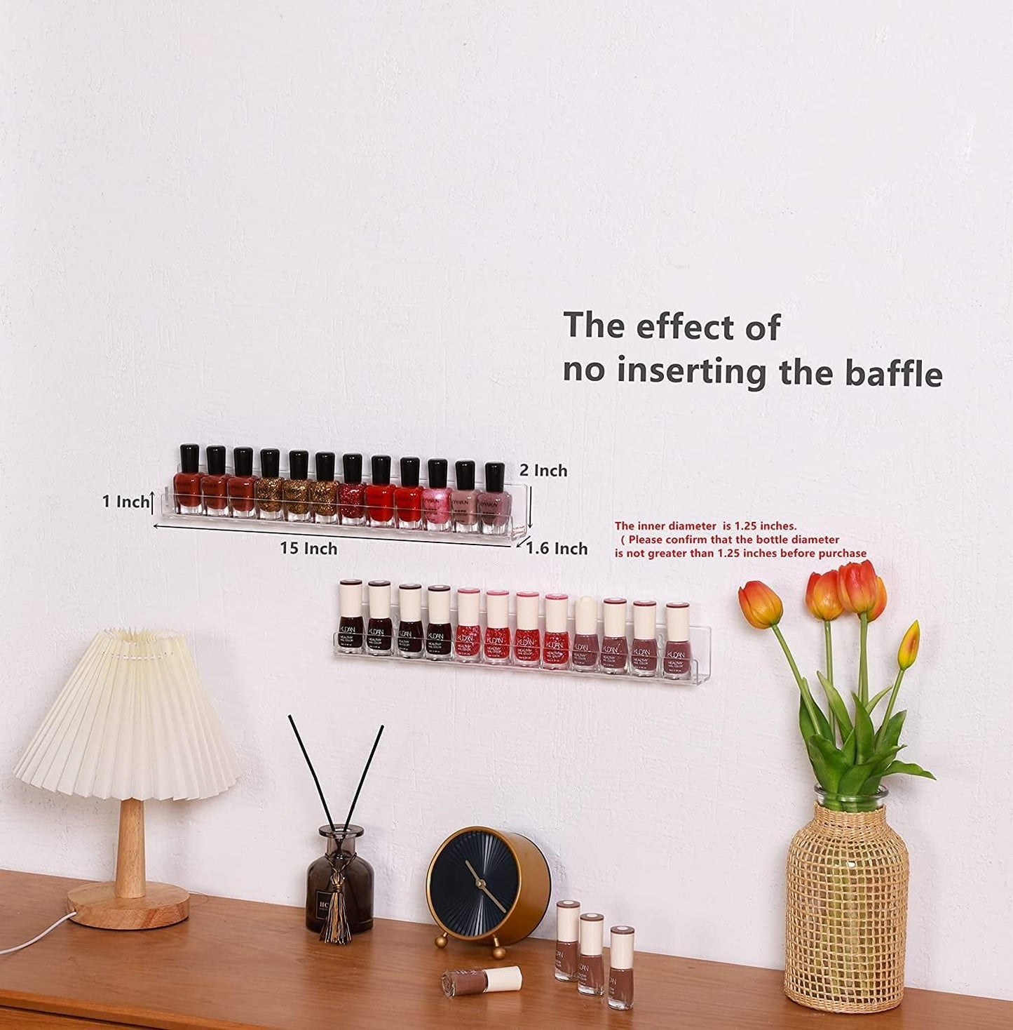 IEEK 6 PCS Acrylic Invisible Floating Bookshelf for Kids Room,15 inch Modern Picture Ledge Display Toy Storage Wall Shelf Vinyl Record Shelf U Shelves Storage Rack