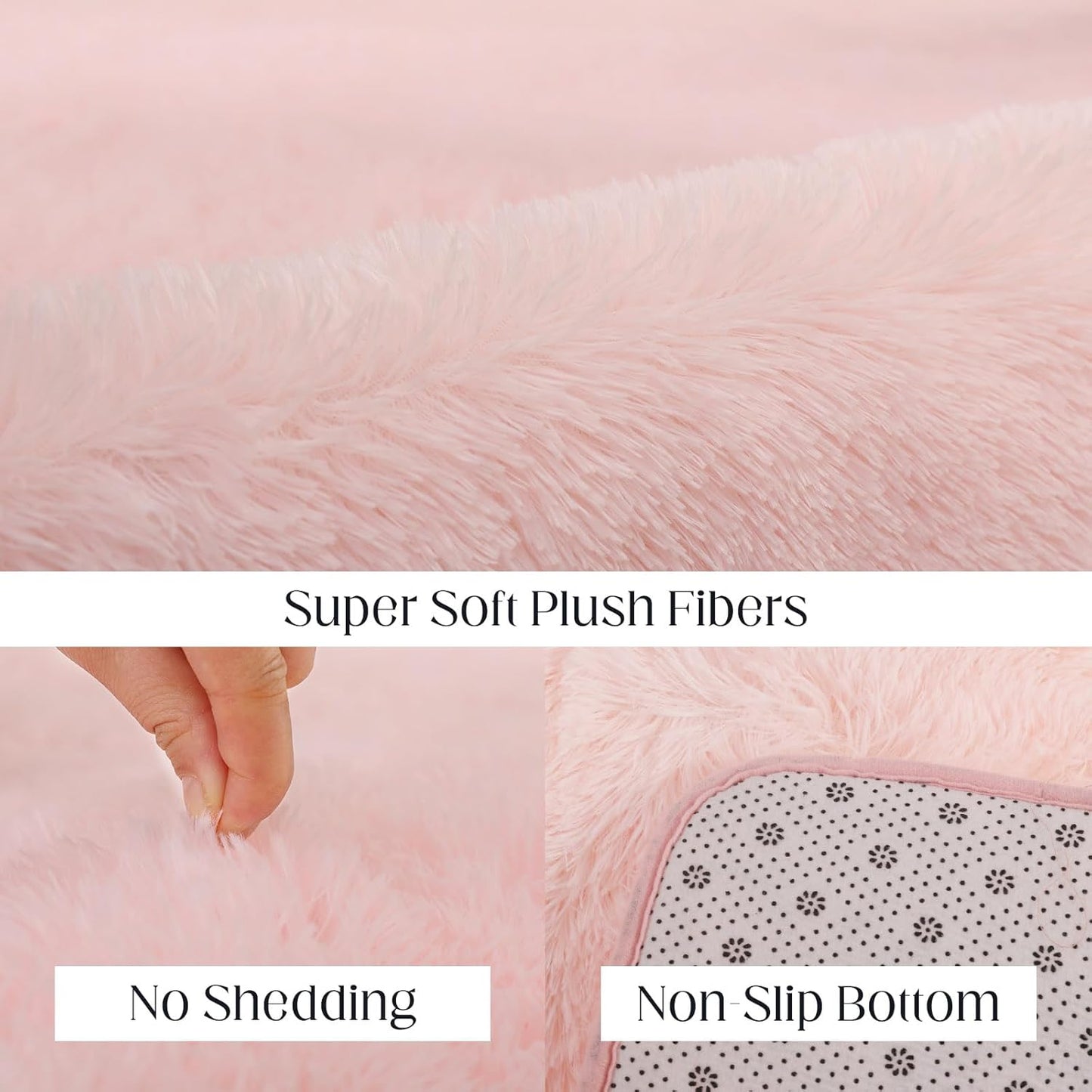 Pink Rug, 4x5.8 Area Rugs for Bedroom, Soft Plush Area Rugs for Living Room, Non-Slip Indoor Carpet for Nursery, Study Room, Playroom, Home Decor