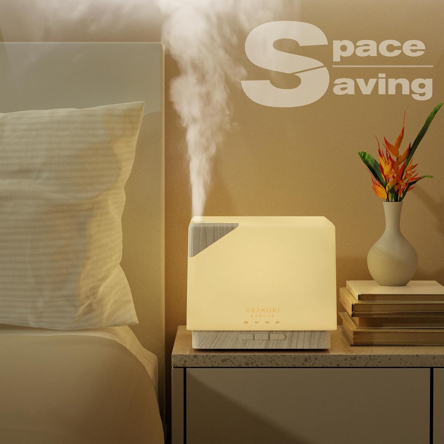 ASAKUKI 700 ml Premium Essential Oil Diffuser, 5 in 1 Ultrasonic Aromatherapy Fragrant Oil Vaporizer Humidifier, Timer and Auto-Off Safety Switch, 7 LED Light Colors