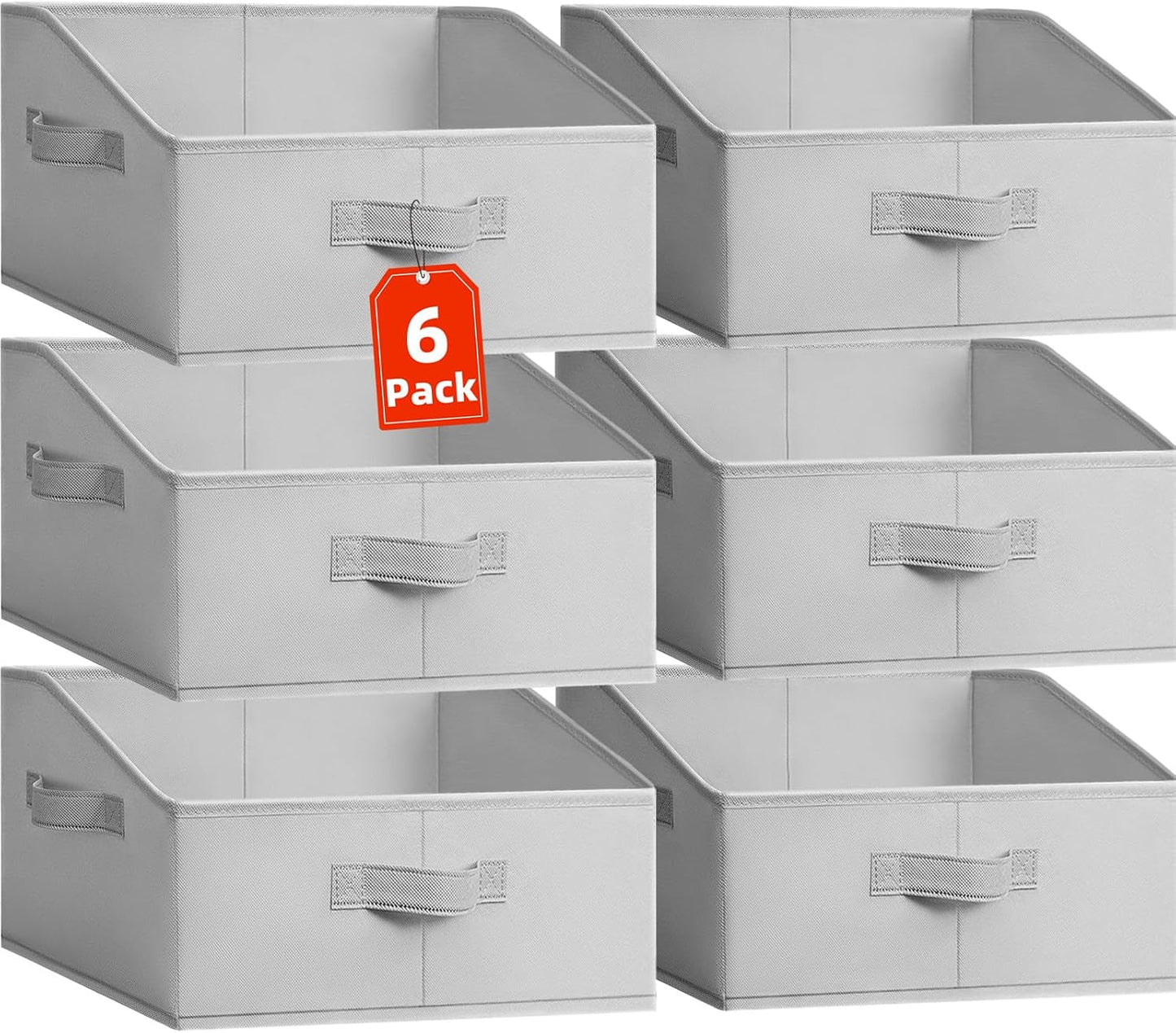 Criusia Closet Organizers Bins 6 Pack - Large Closet Shelf Organizer with Handles - Fabric Trapezoid Home Organization and Storage Baskets for Organizing Clothes Toy Blanket Towel Purse Hats