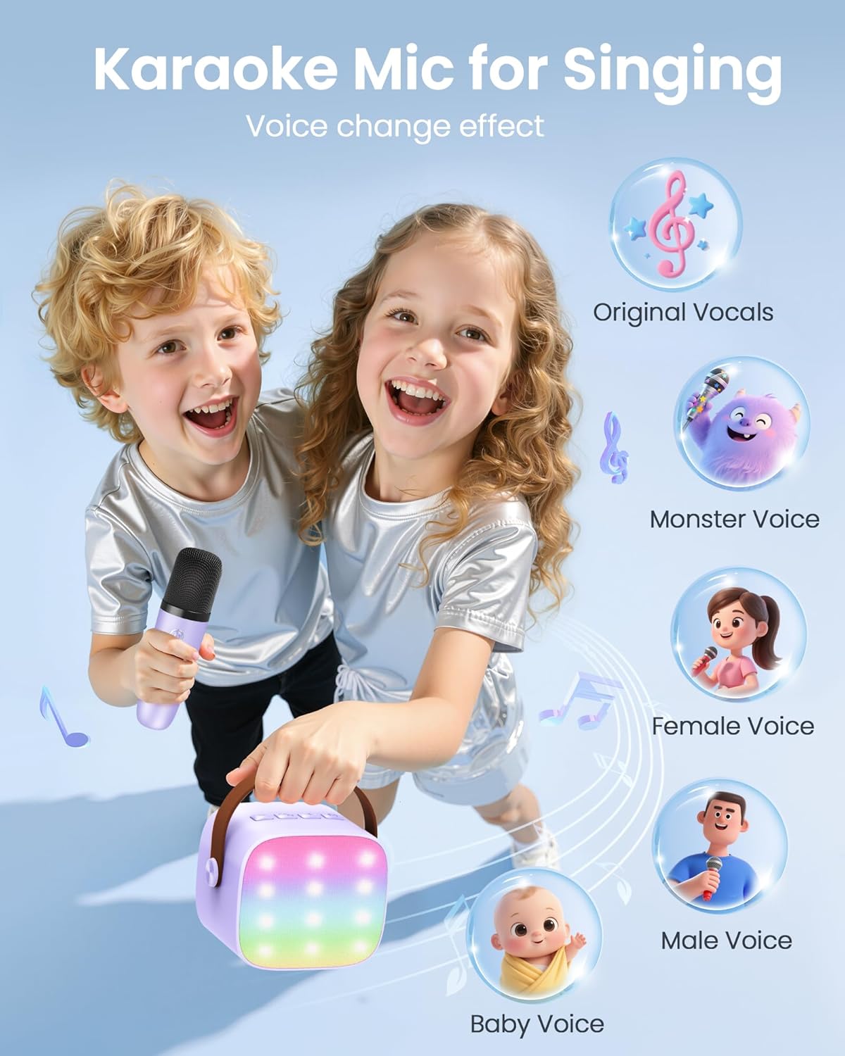 YLL Mini Karaoke Machine for Kids Adults: Portable Loud Speaker with 4 Wireless Microphones -Most Popular Birthday Party Gifts for Girls Boys 3, 4, 5, 6, 7, 8, 9, 10+ Year Old Toys(Purple)