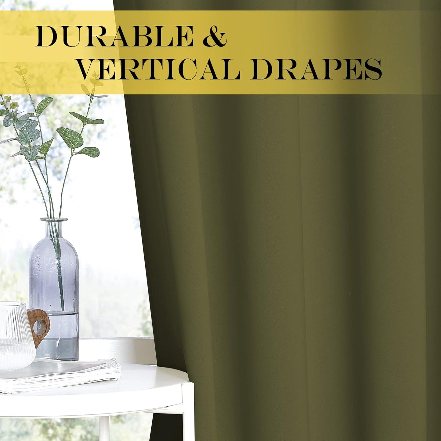 NICETOWN Room Darkening 66 inch Curtains for Bedroom, Grommet Thermal Insulated Room Darkening Window Treatments Voice Reducing for Kids Room, 2 Panels, W66 x L66, Olive