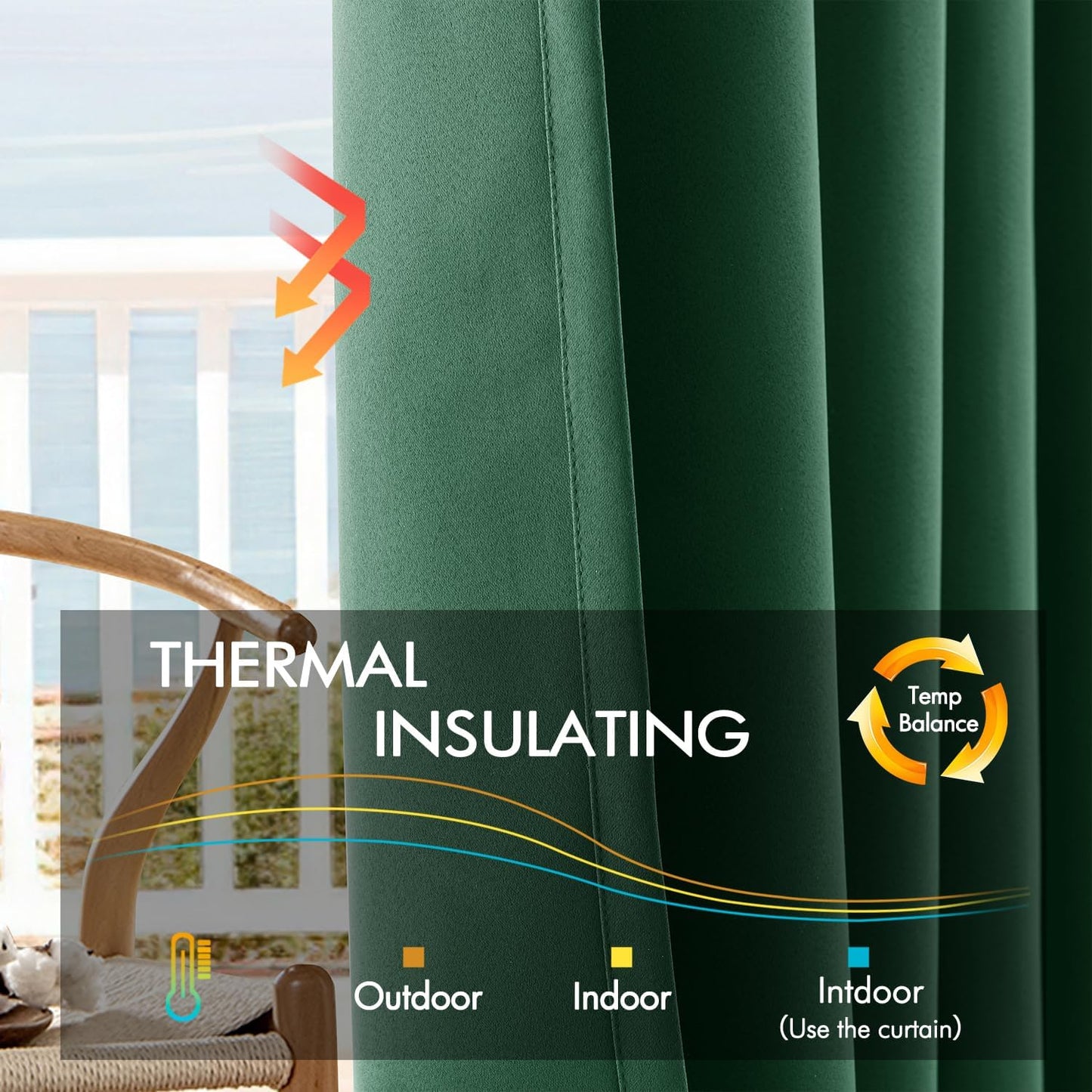 ANRODUO Back Tab Blackout Curtains for Bedroom Living Room, Rod Pocket Pinch Pleated Thermal Insulated Room Darkening Curtains 84 Inches Long 2 Panels, Hunter Green, 42 x 84 Inch