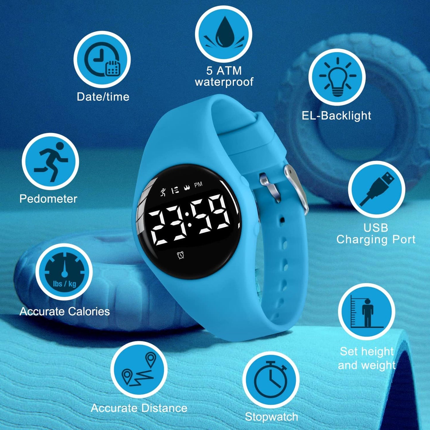 Kids Watches for Girls Boys Digital Sport Watch with Step Counter Pedometer Vibration Alarm Clock, No App Waterproof Fitness Tracker Kids Watch Boys Girls Teens Students Ages 5-16